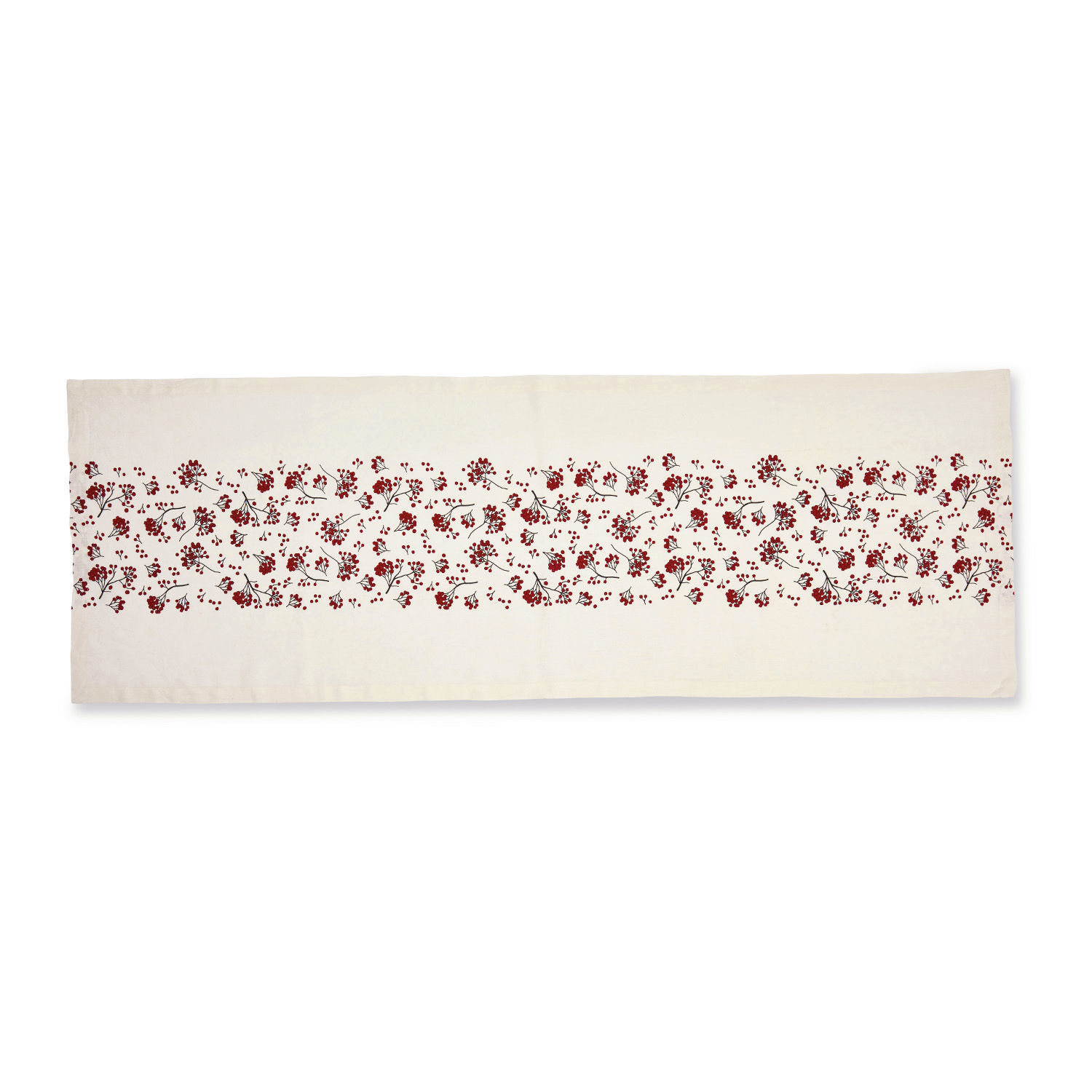 Runner Vestré Runner da tavola in cotone bianco con motivo floreale rosso, tessile per la casa