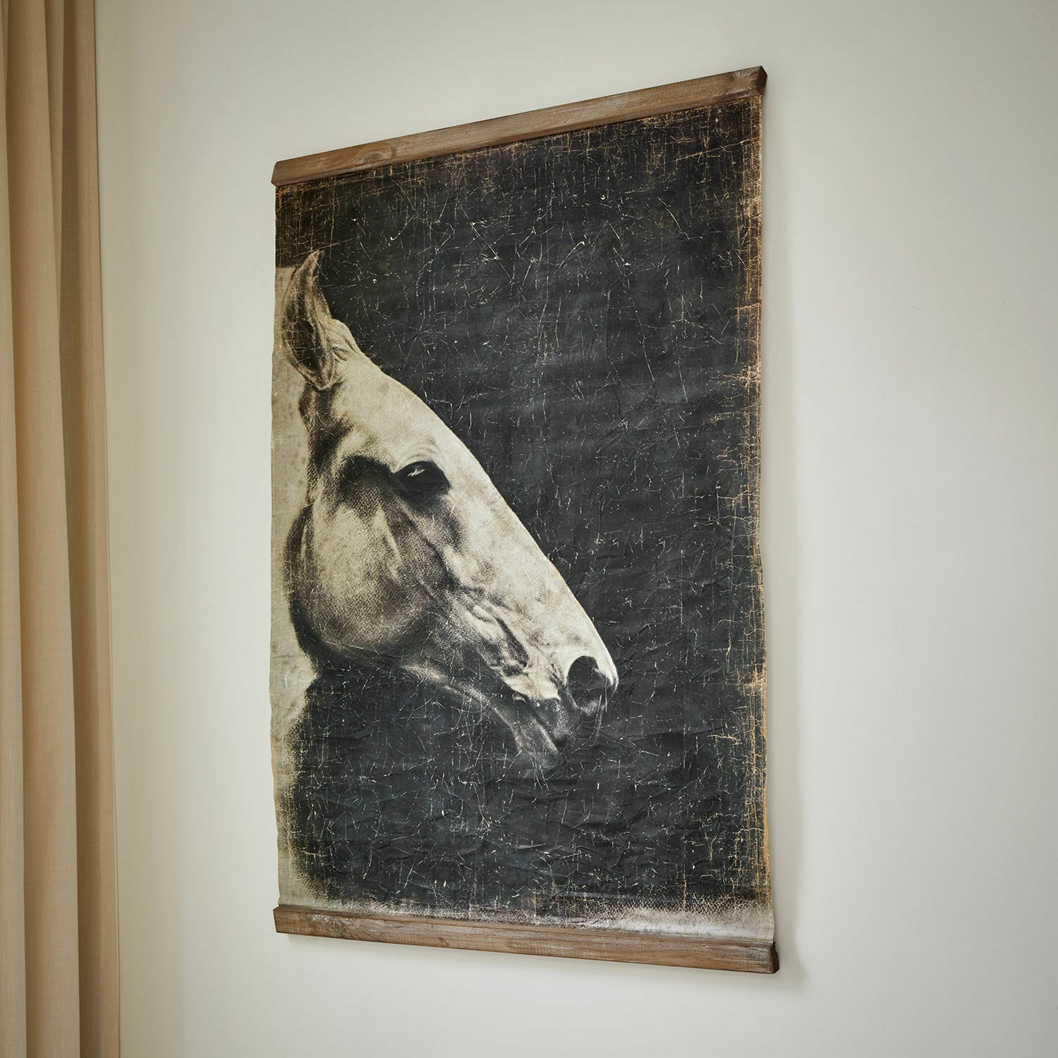 Quadro Ravonnach Poster vintage con ritratto di cavallo in bianco e nero con cornice in legno per decorazione da parete