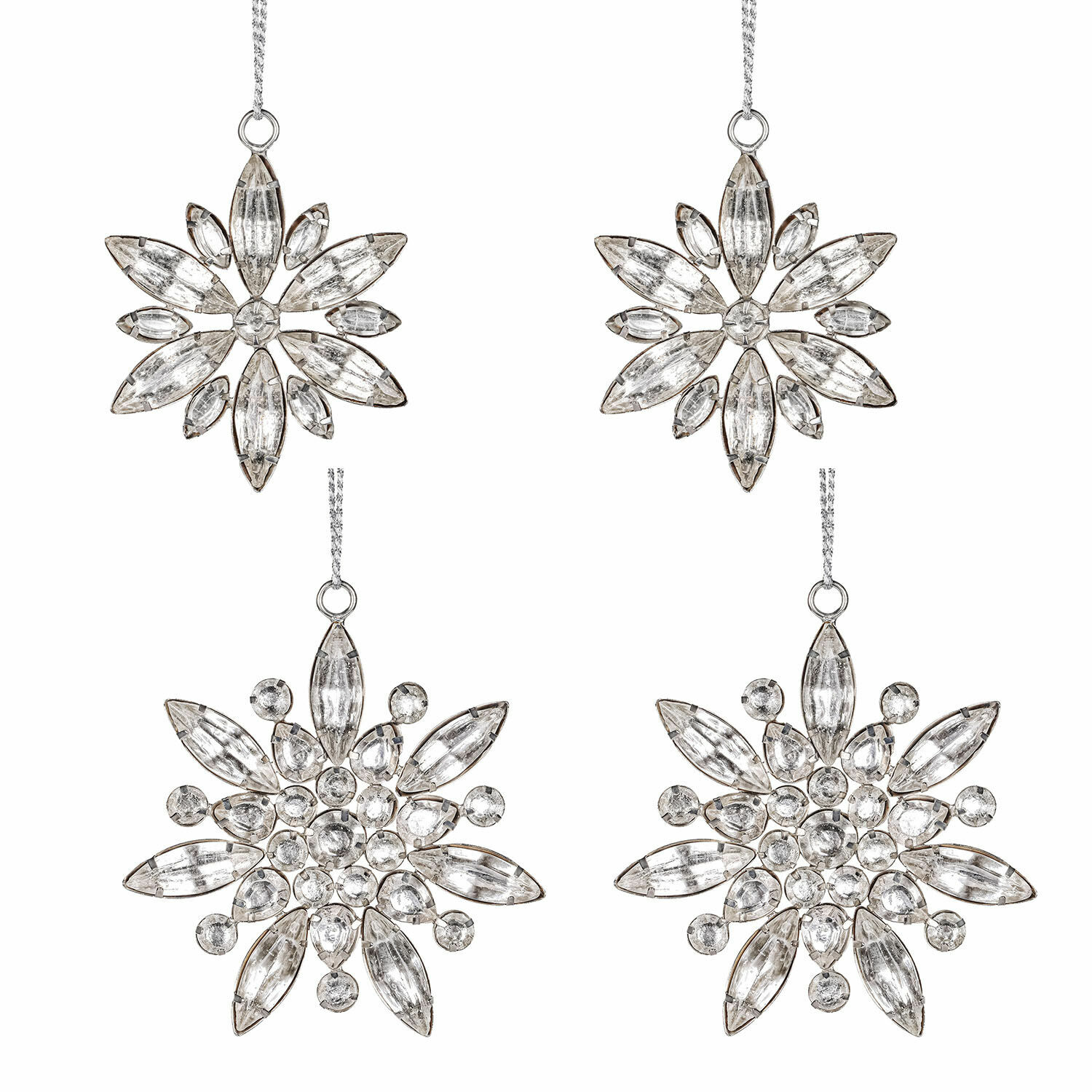 Set di 4 decorazioni natalizie Orvalie Set di quattro decorazioni natalizie a forma di stella in vetro trasparente e metallo