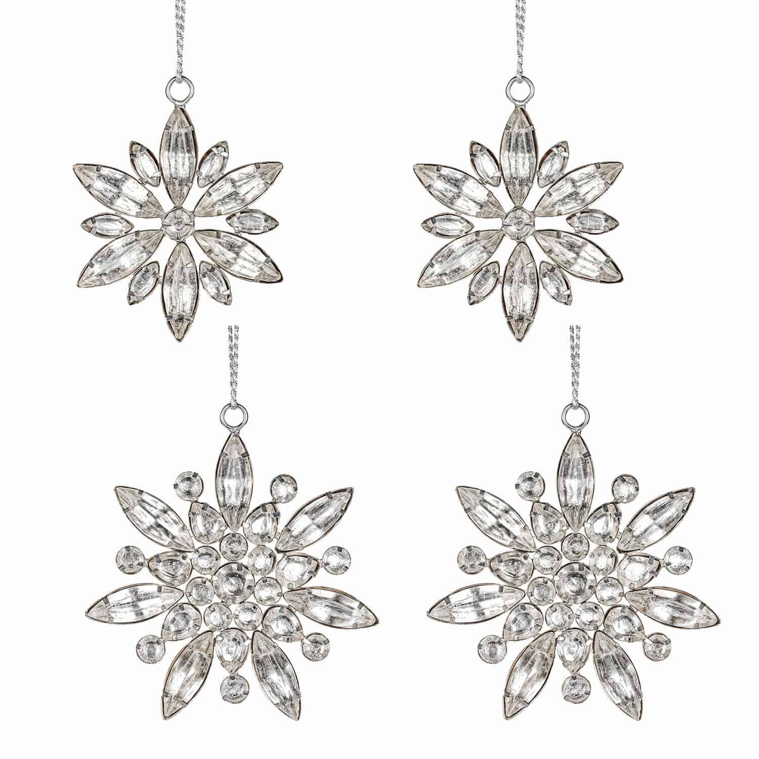Set di 4 decorazioni natalizie Orvalie Set di quattro decorazioni natalizie a forma di stella in vetro trasparente e metallo