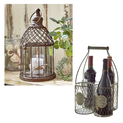 Lanterna decorativa in metallo marrone stile vintage con candela accesa all'interno, accessorio per la casa