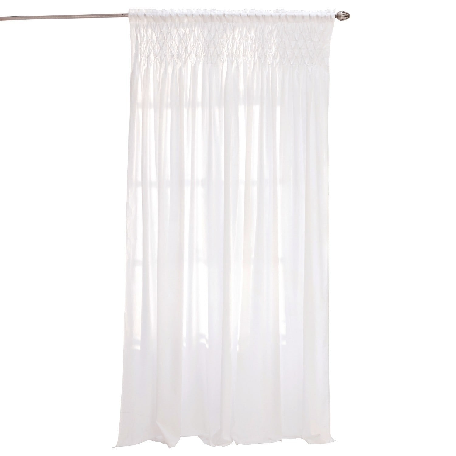 Tenda Otilie Tenda bianca in cotone con arricciature in alto, decorazione leggera per finestra