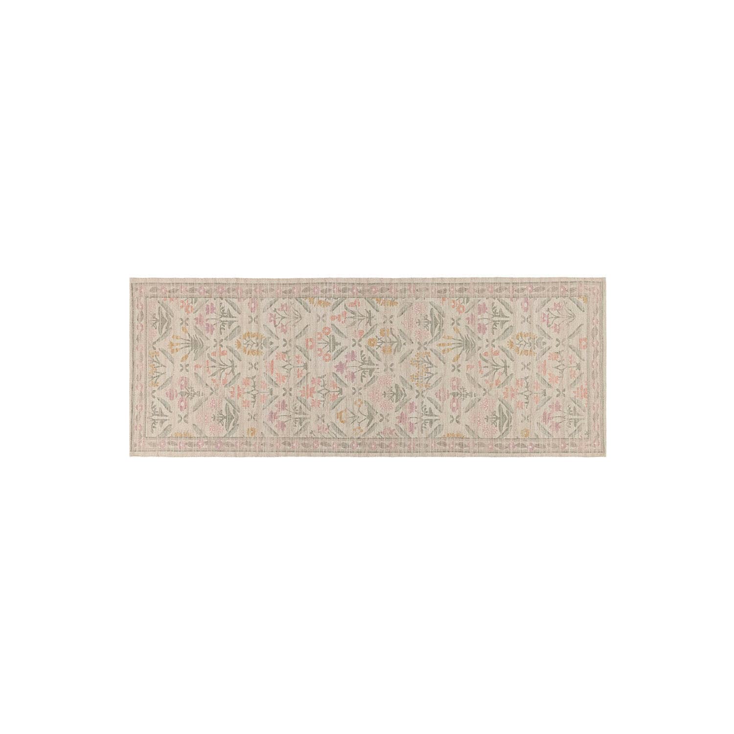 Passatoia Jardin d'Été Tappeto beige con delicato motivo floreale in colori pastello, materiale morbido per decorazione