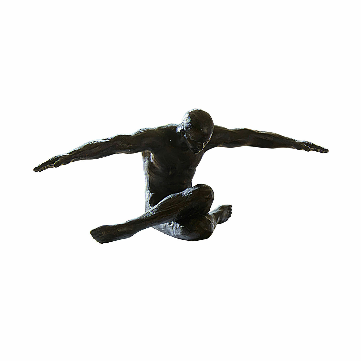 Statuina Smitty Scultura nera in metallo di uomo seduto con braccia aperte, decorazione artistica moderna