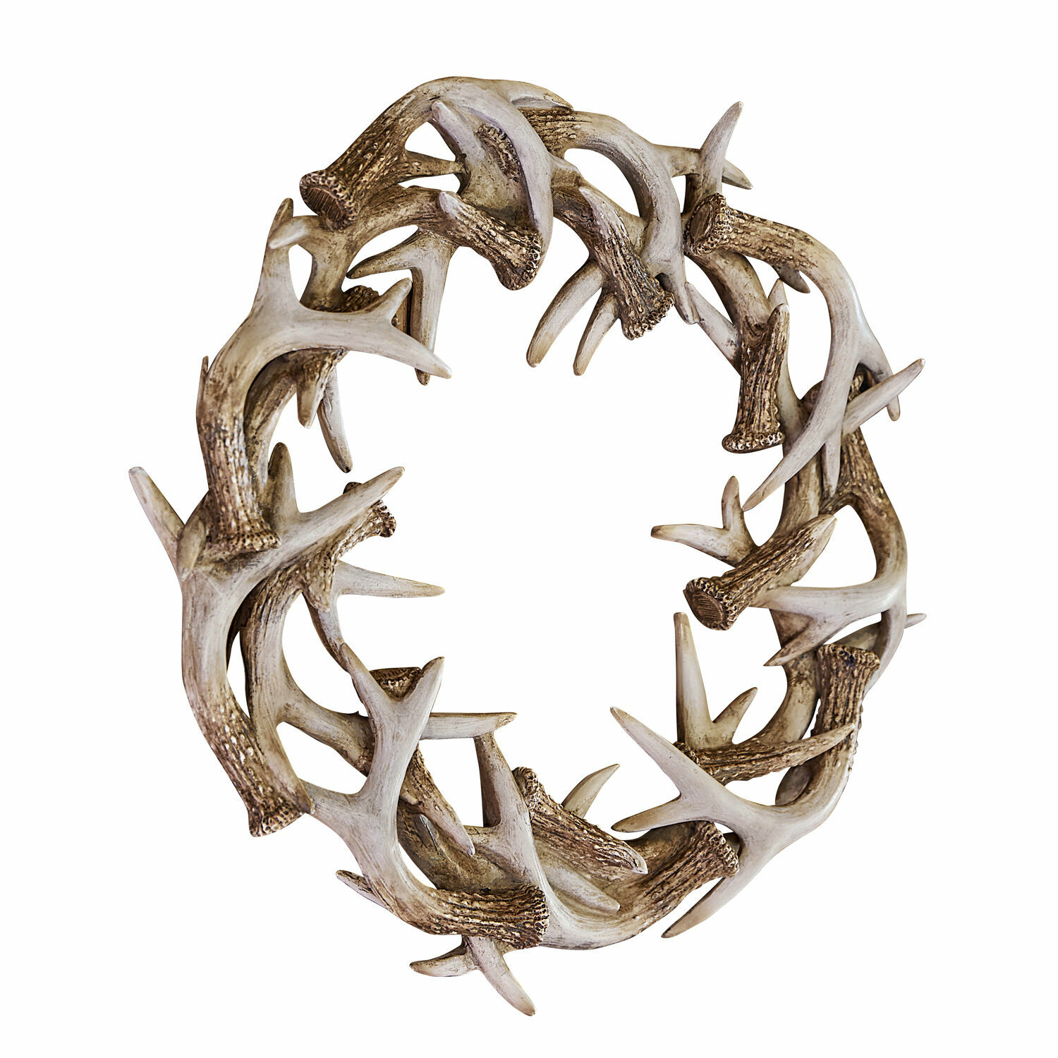 Ghirlanda Inglewood Corona decorativa in finto corno beige e marrone per arredamento rustico d'interni