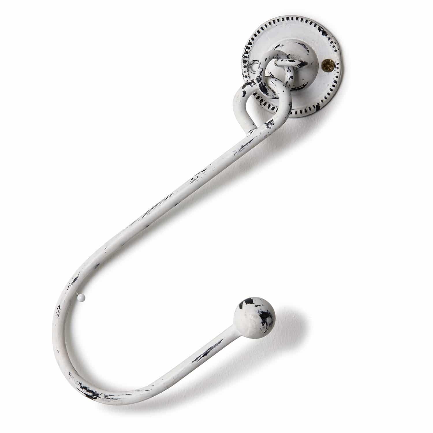 Coppia di fermatenda Lille Gancio da parete in metallo bianco con vernice nera invecchiata per appendere abiti e accessori