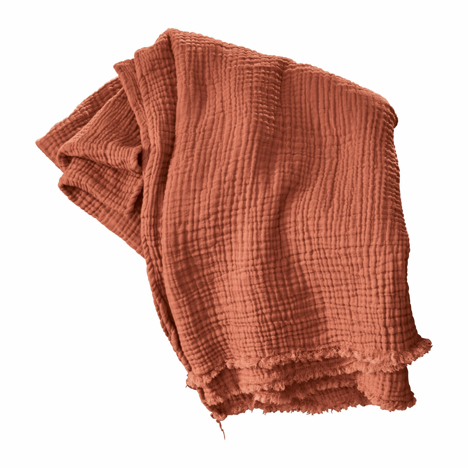 Coperta Altoona Coperta arancione in cotone morbido con trama a quadri, perfetta per decorare e rilassarsi in casa