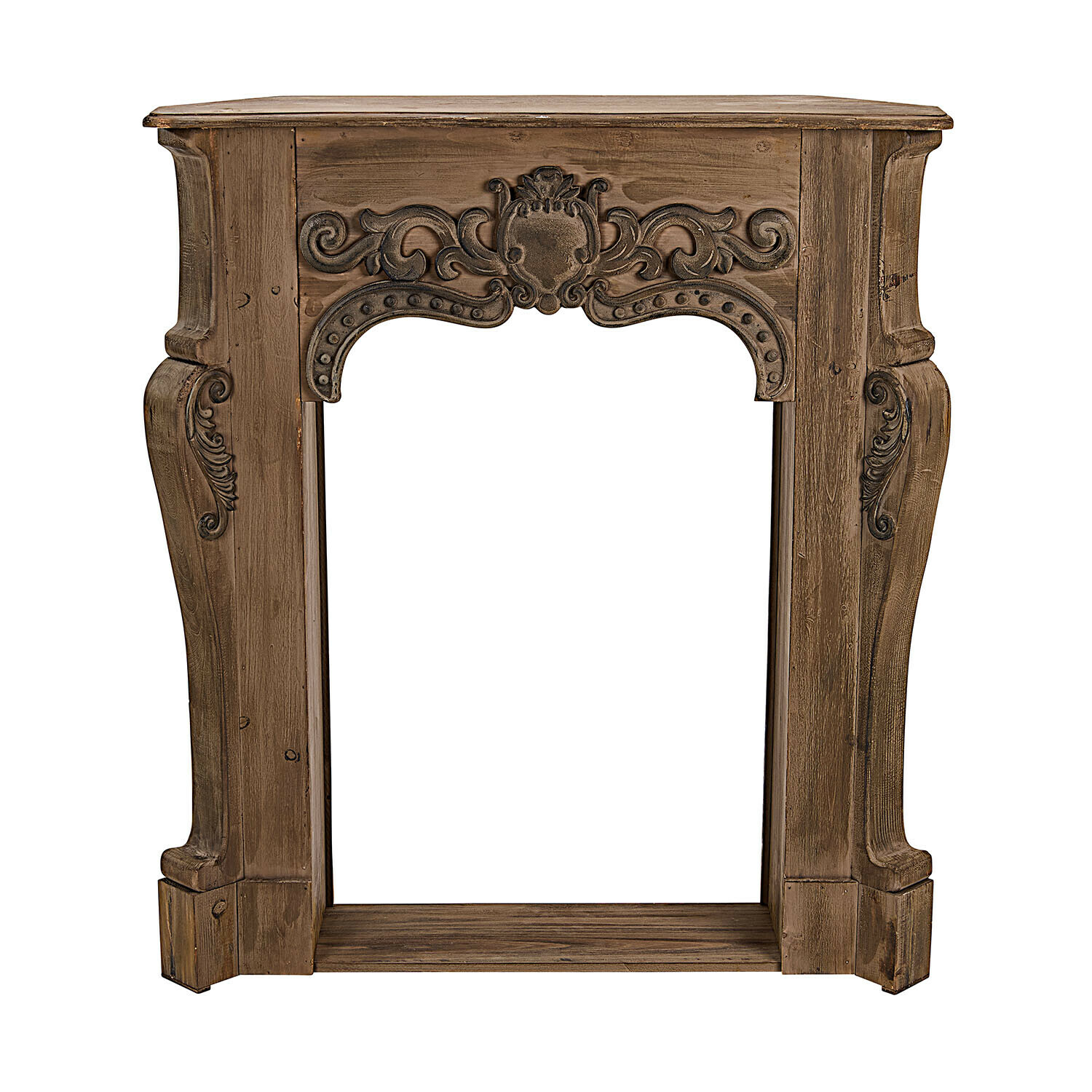 marrone Consolle camino Emporia marrone in legno con intagli decorativi, stile vintage per soggiorno