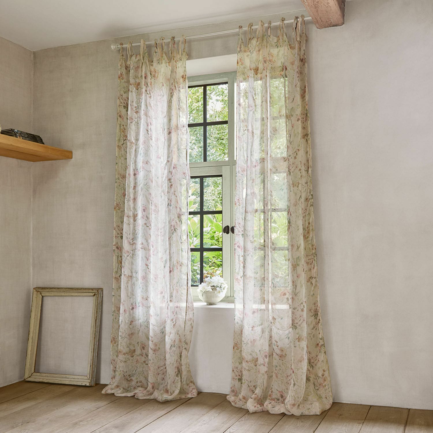 Tenda Dulciette Tende trasparenti con motivo floreale in colori pastello chiari per decorazione finestra