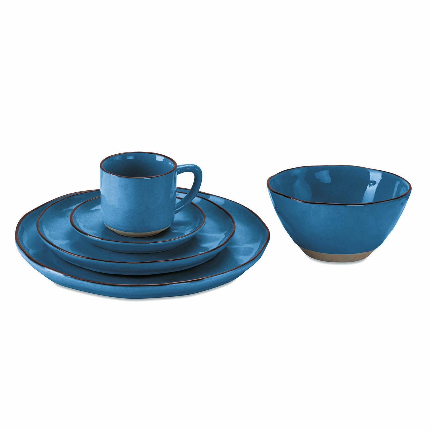 blu Set di stoviglie in ceramica blu Biarritz con piatti e tazza, set da tavola resistente