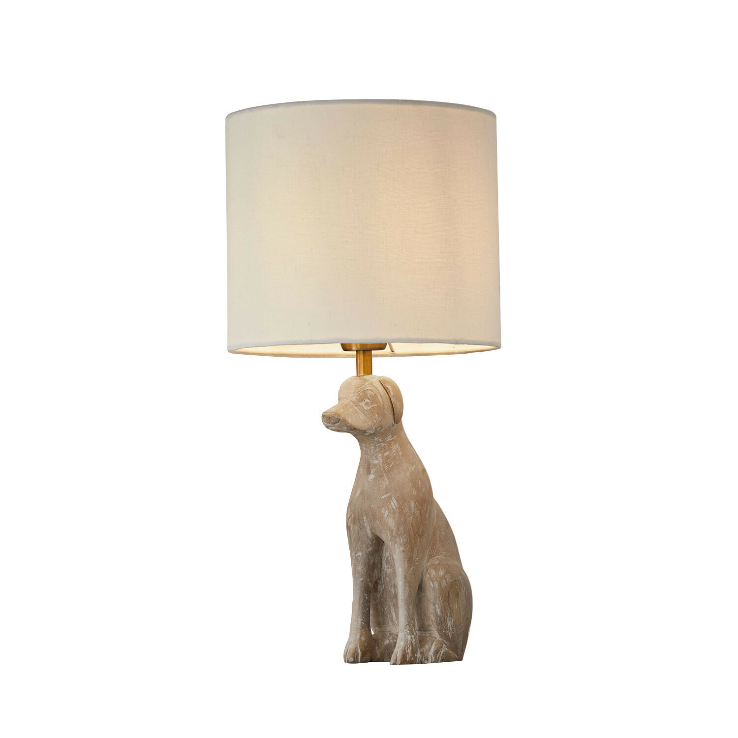Lampada da tavolo Calvix Lampada da tavolo con base beige a forma di cane e paralume crema, decorazione per interni