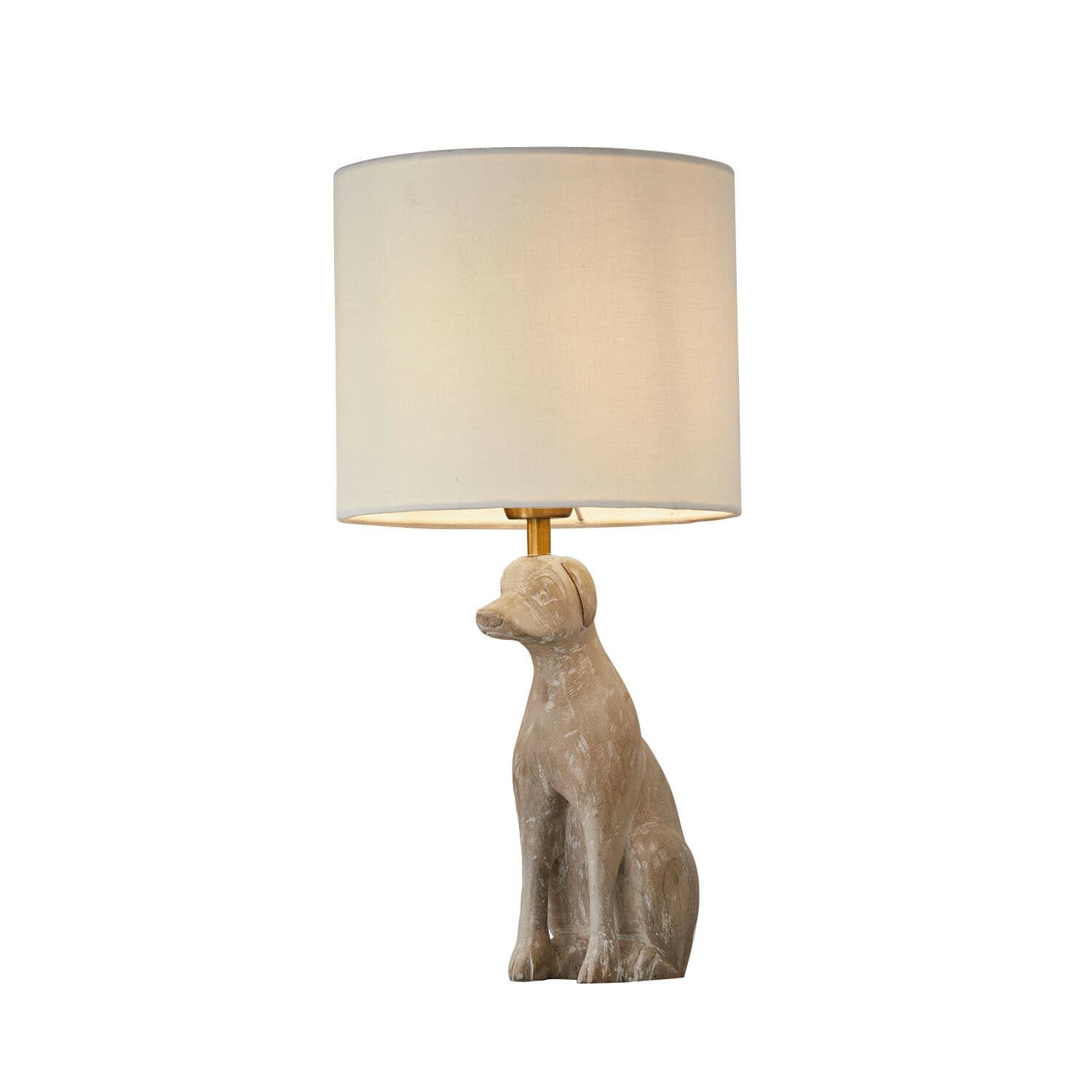 Lampada da tavolo Calvix Lampada da tavolo con base beige a forma di cane e paralume crema, decorazione per interni