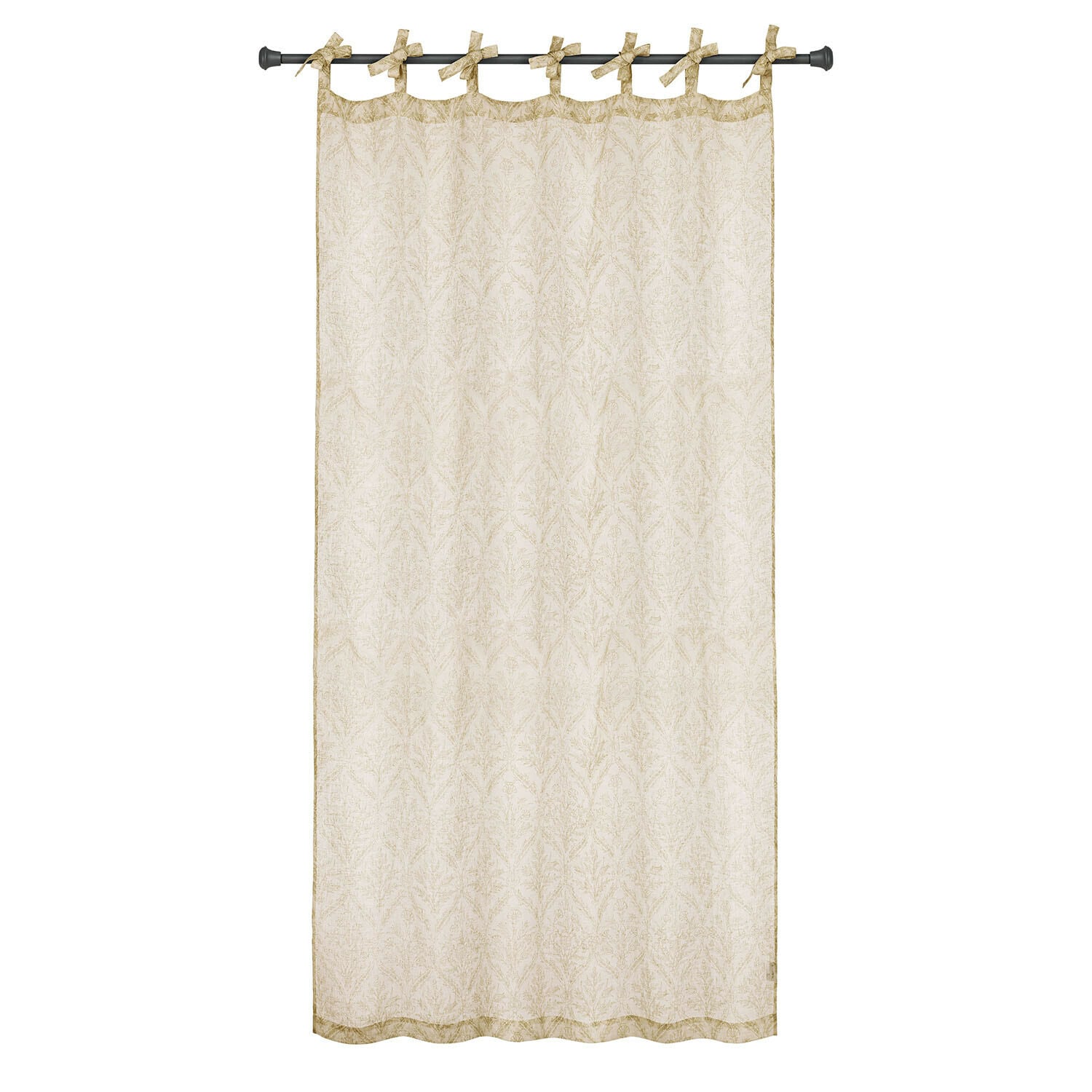 Tenda Féliciane Tenda beige in cotone con motivo vegetale delicato e fiocchi decorativi in alto