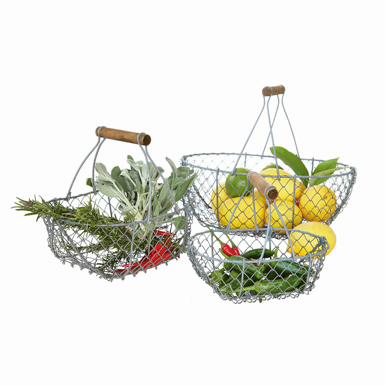 Set di 3 cestelli in filo metallico Baker