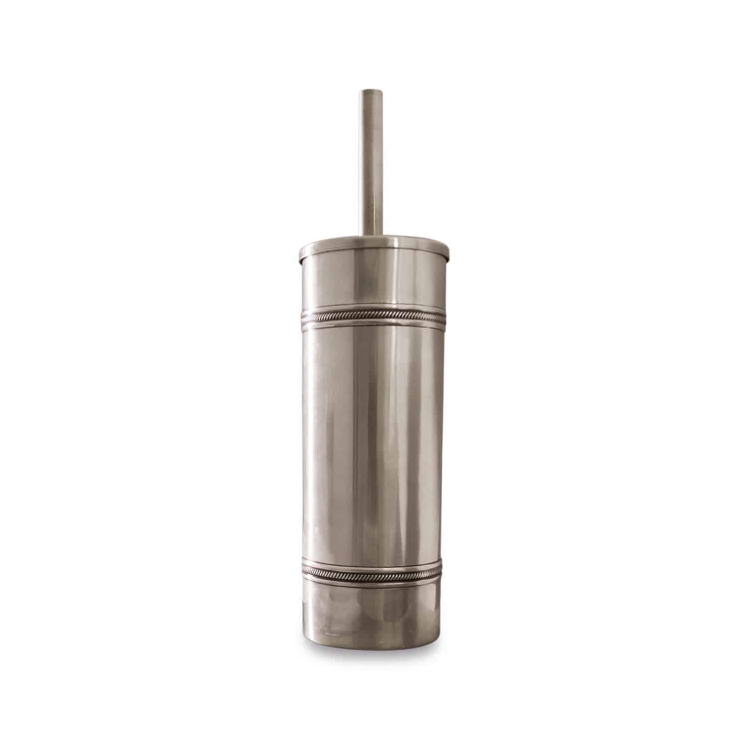 Scopino e portascopino da WC Semoine Spazzola WC in acciaio inox color argento, accessorio pratico per il bagno moderno
