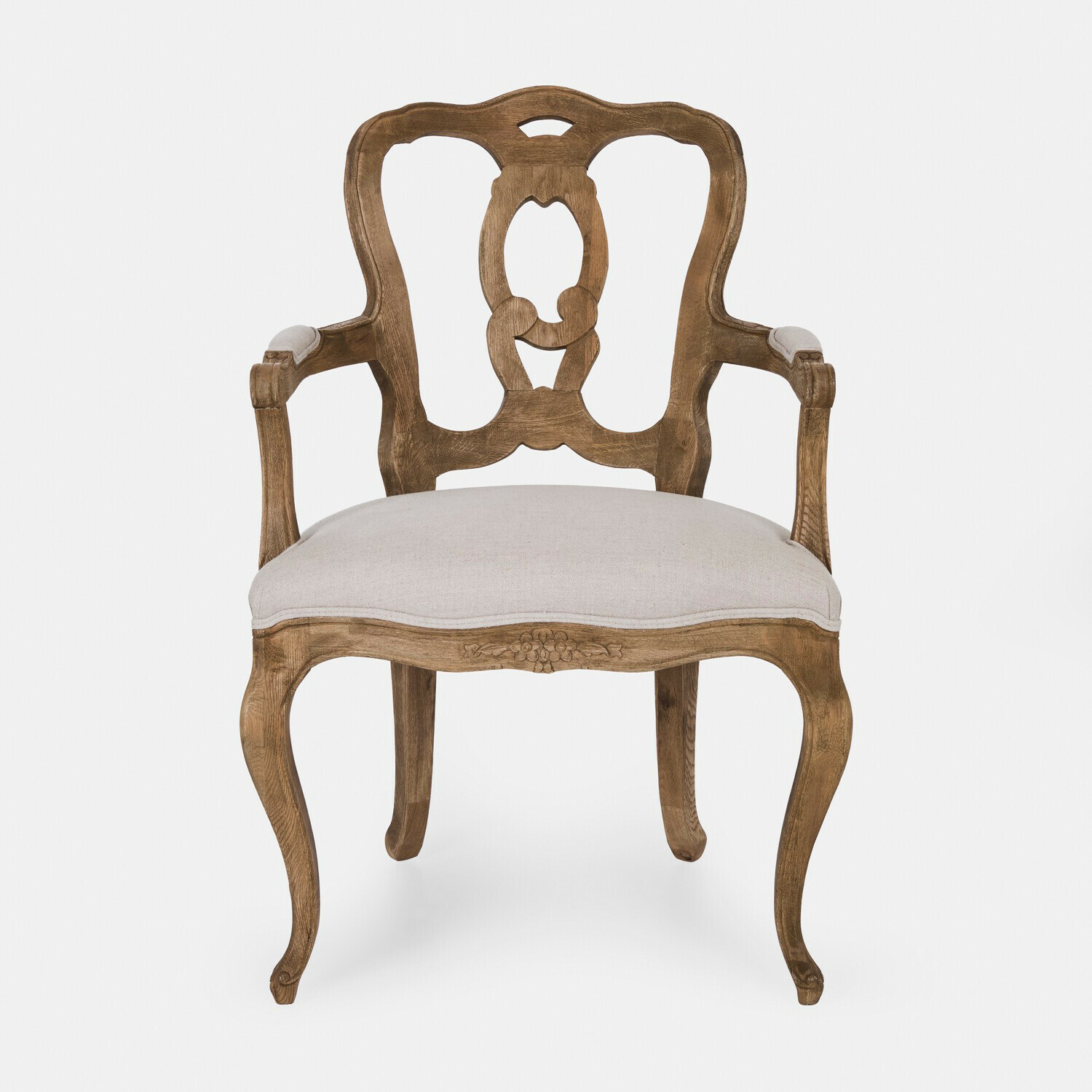 Sedia Ladorée Sedia classica in legno chiaro con imbottitura beige, mobile elegante per soggiorno