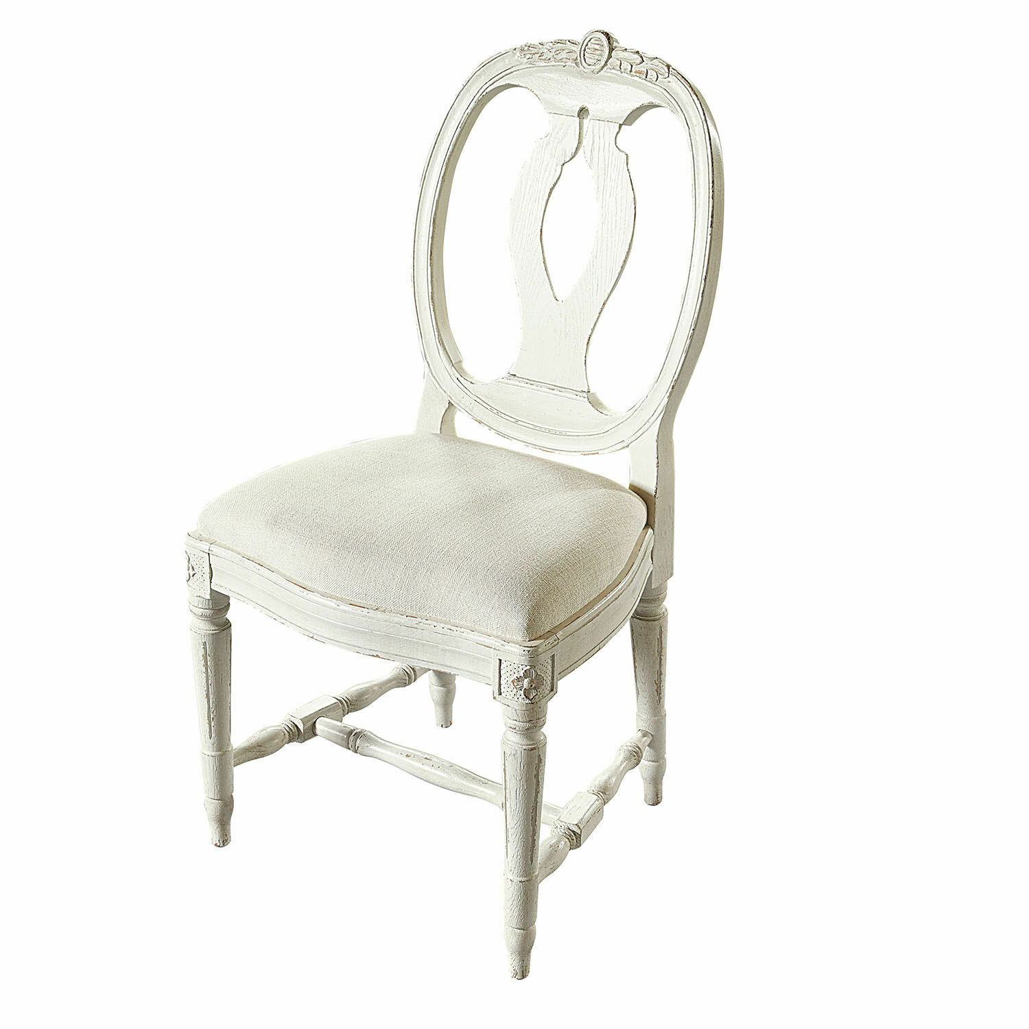 Sedia San Gavino Sedia bianca in legno con seduta imbottita stile vintage per soggiorno
