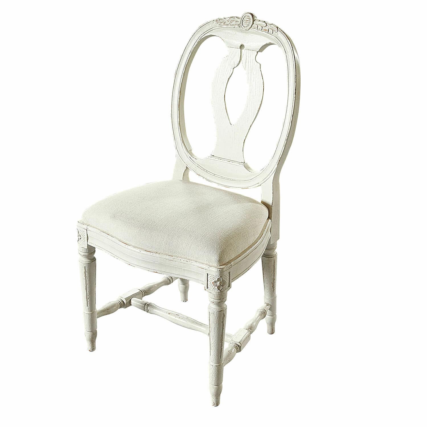 Sedia San Gavino Sedia bianca in legno con seduta imbottita stile vintage per soggiorno