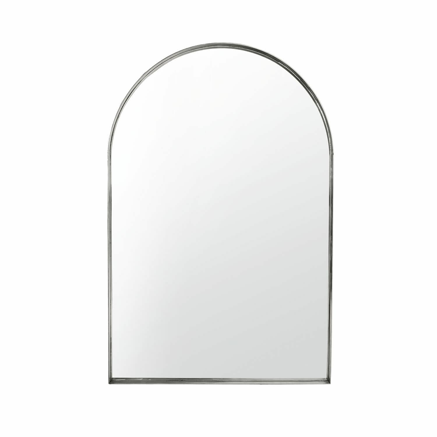 Specchio Kellin Specchio da parete con cornice metallica argento dalla forma arrotondata, design moderno