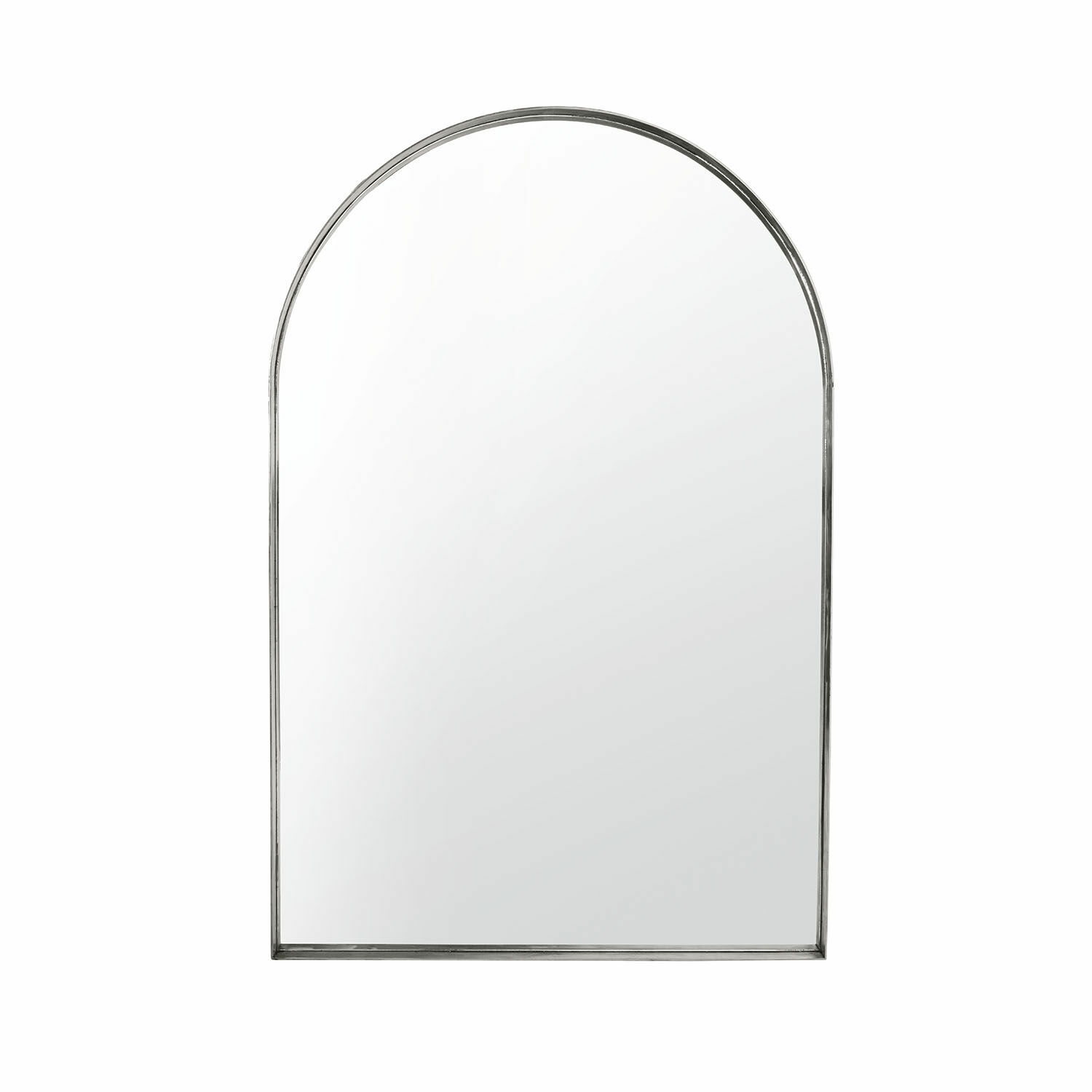Specchio Kellin Specchio da parete con cornice metallica argento dalla forma arrotondata, design moderno