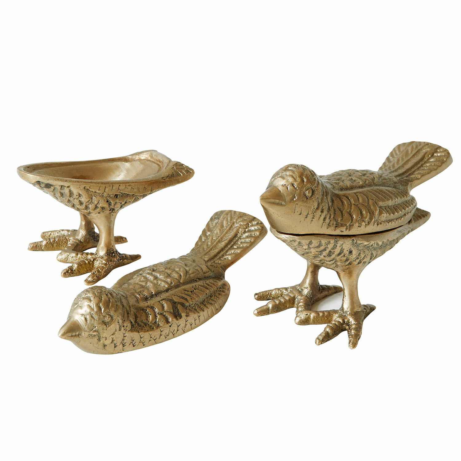 Coppia di uccellini decorativi Fairydell Scatola decorativa in metallo dorato a forma di uccello con coperchio apribile, ornamento da tavolo
