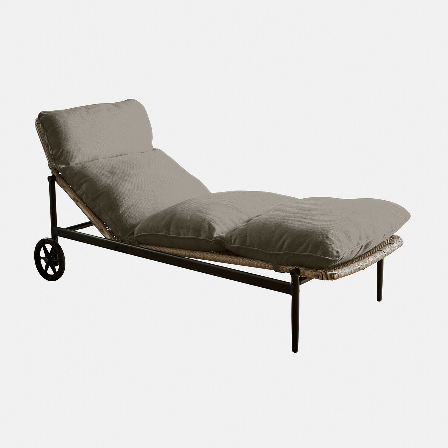 marrone/grigio Lettino Langforda in metallo marrone con cuscini grigi, arredo da giardino confortevole