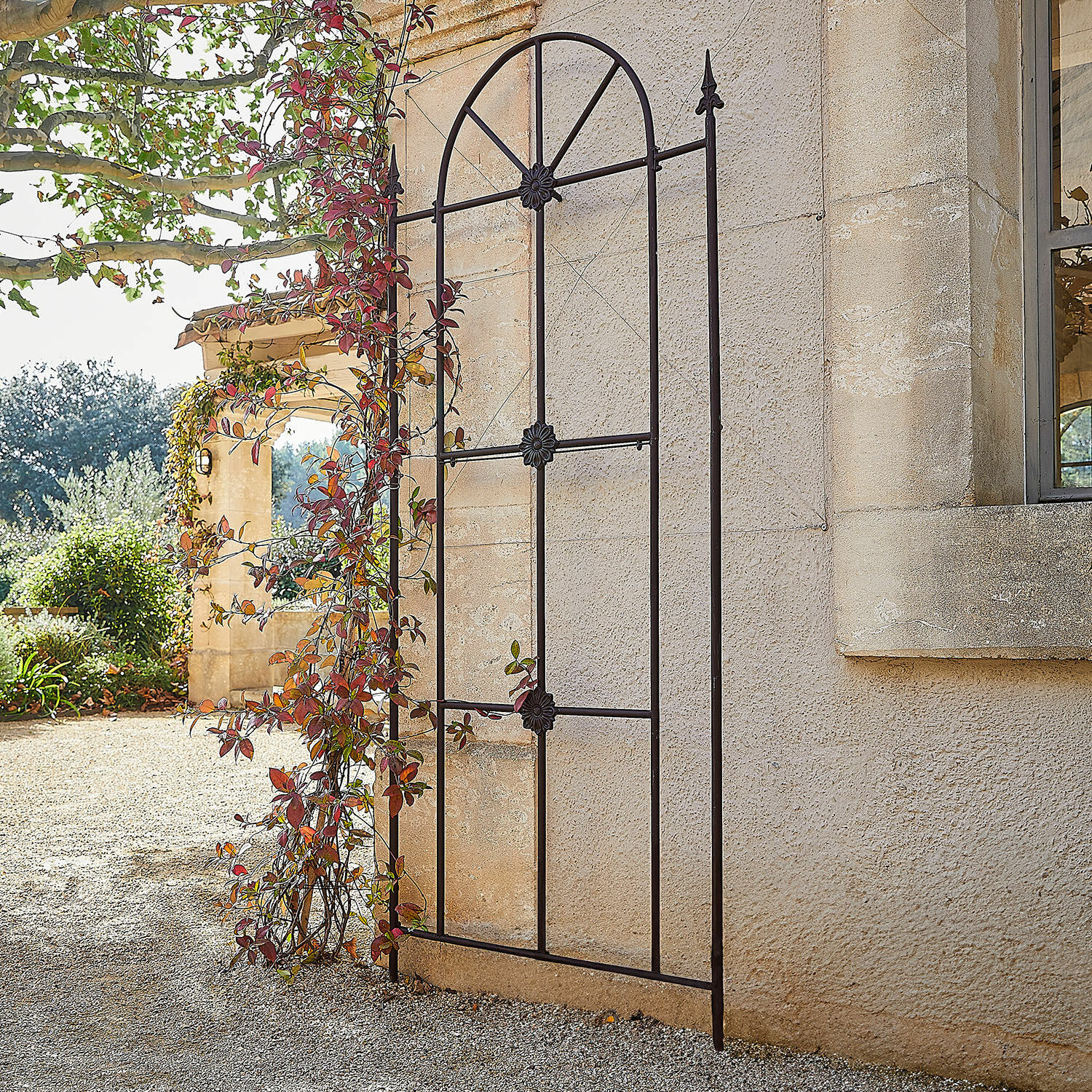 Traliccio per rampicanti Silvexon Griglia da giardino in metallo nero con decorazioni floreali per piante rampicanti