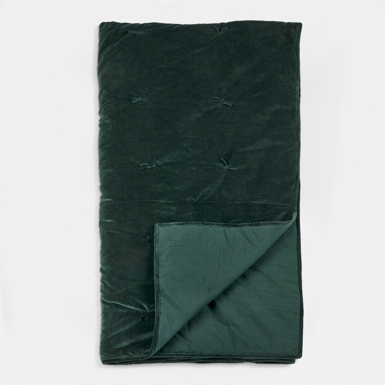 Trapunta Orélisse Coperta verde in velluto morbido con trapuntatura, perfetta per un ambiente accogliente