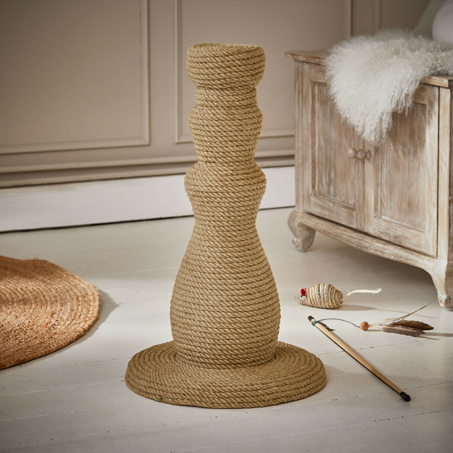 Tiragraffi Florévine Tiragraffi per gatti in corda naturale beige, accessorio resistente e decorativo per la casa