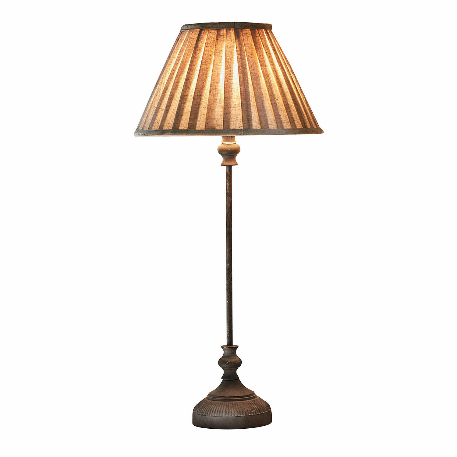 Lampada da tavolo Ponsardin Lampada da tavolo con base in metallo e paralume beige, illuminazione decorativa per soggiorno