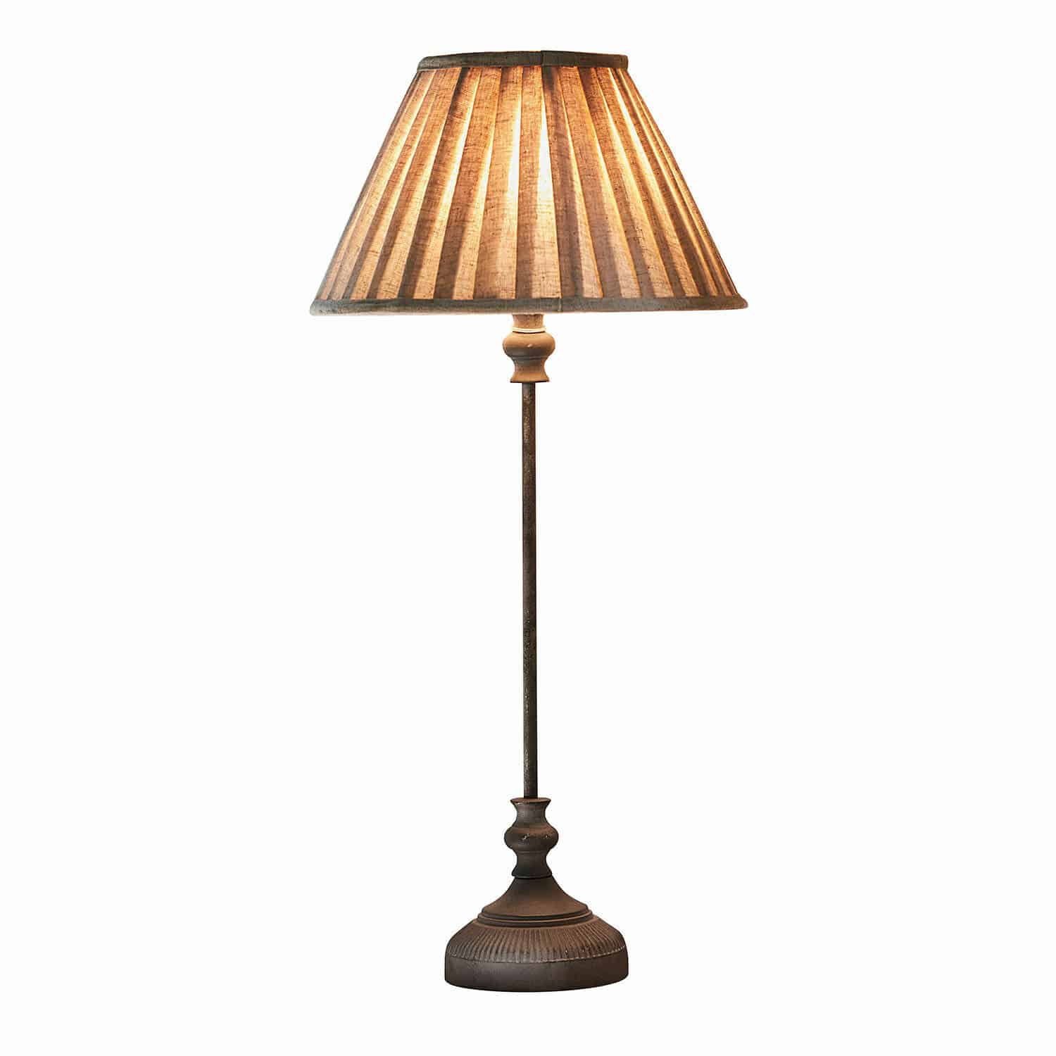 Lampada da tavolo Ponsardin Lampada da tavolo con base in metallo e paralume beige, illuminazione decorativa per soggiorno