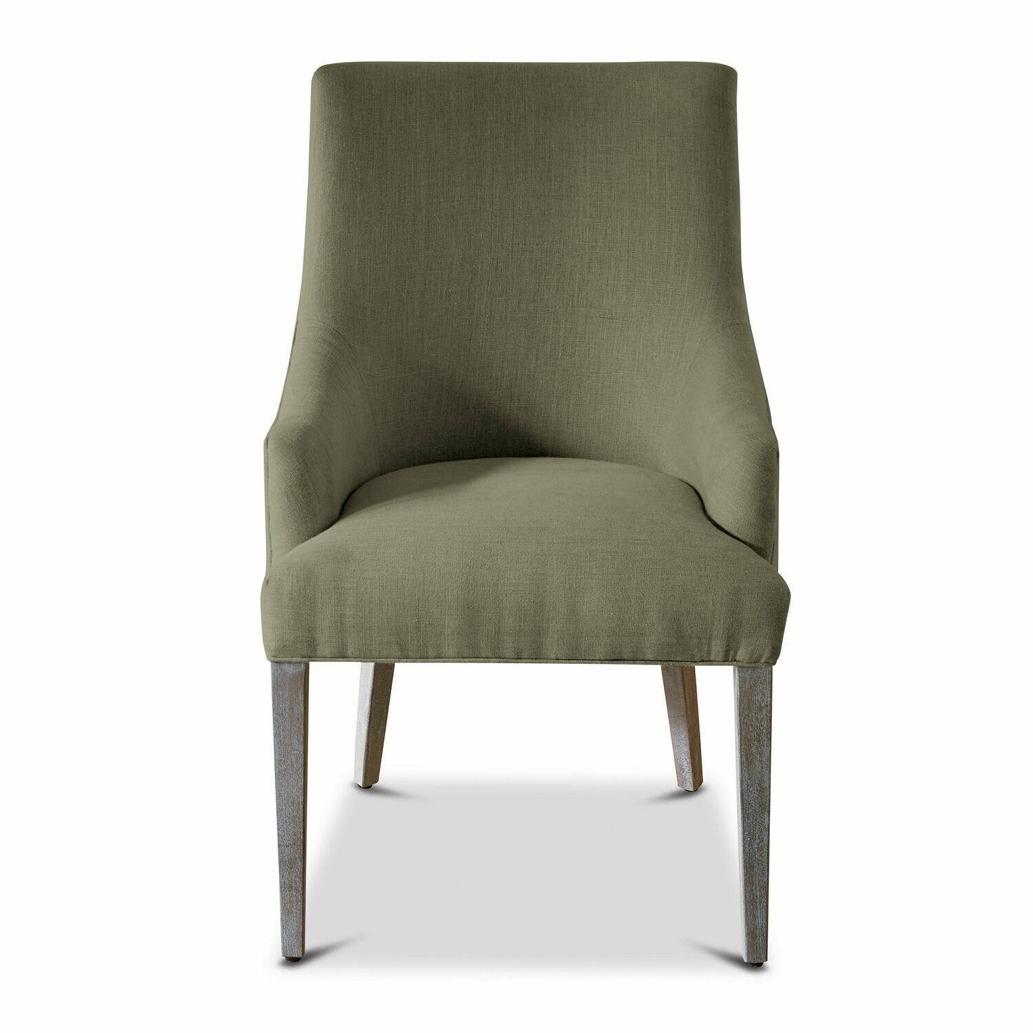 verde Poltrona Hyeres verde in tessuto con gambe in legno, sedia comoda per soggiorno