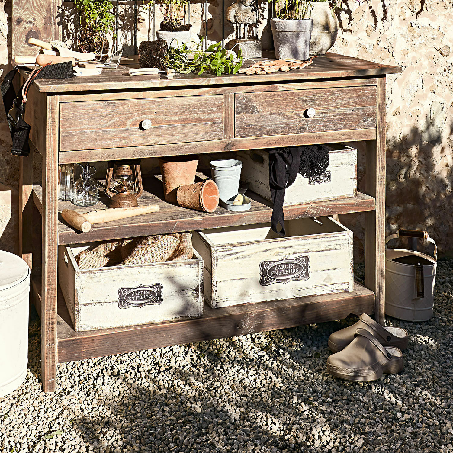 Set di 3 cassette di legno Calhoun