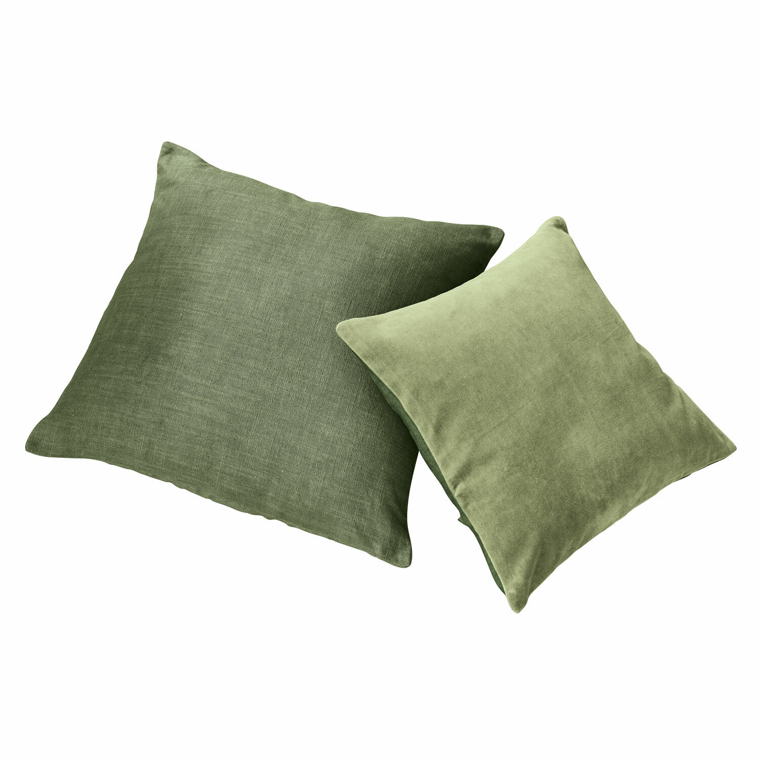 Coppia di copricuscini Salina Set di due cuscini decorativi verdi in materiali diversi per il soggiorno