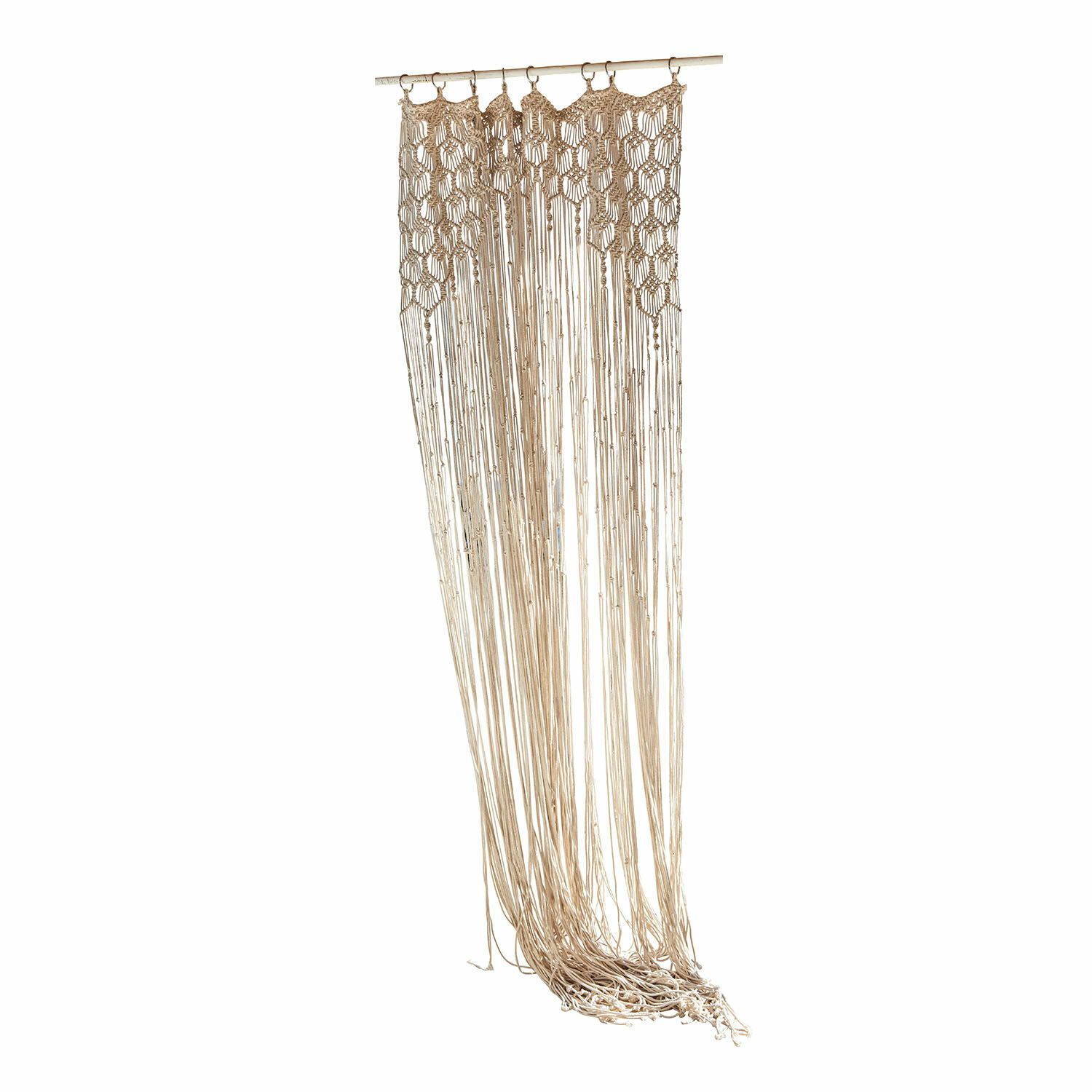 Tenda Manville Decorazione da parete in macramè beige in cotone con lunghe frange per interni