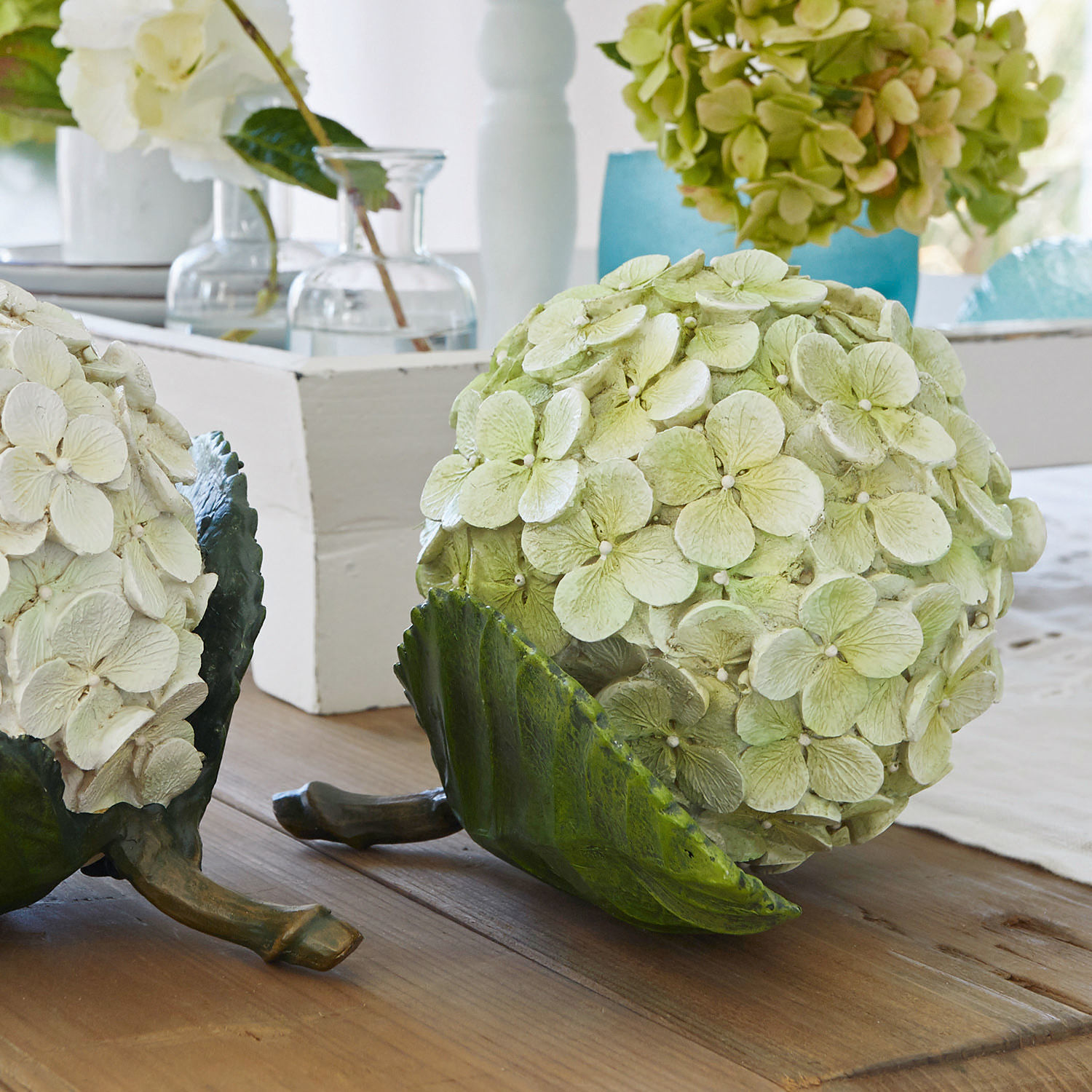 Coppia di fiori decorativi Hortensie