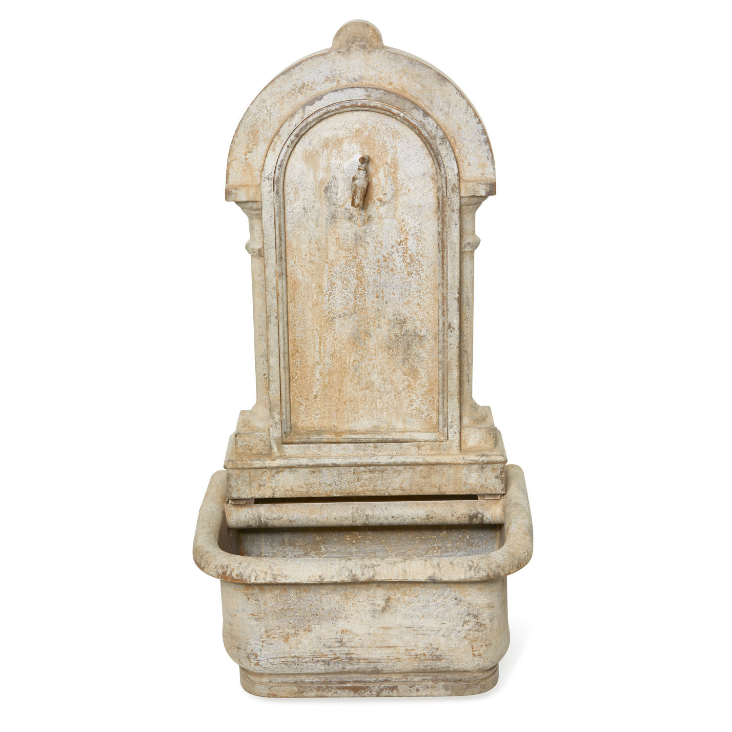 Fontana da parete Ivera Fontana da giardino decorativa in pietra beige, stile rustico, decorazione esterna