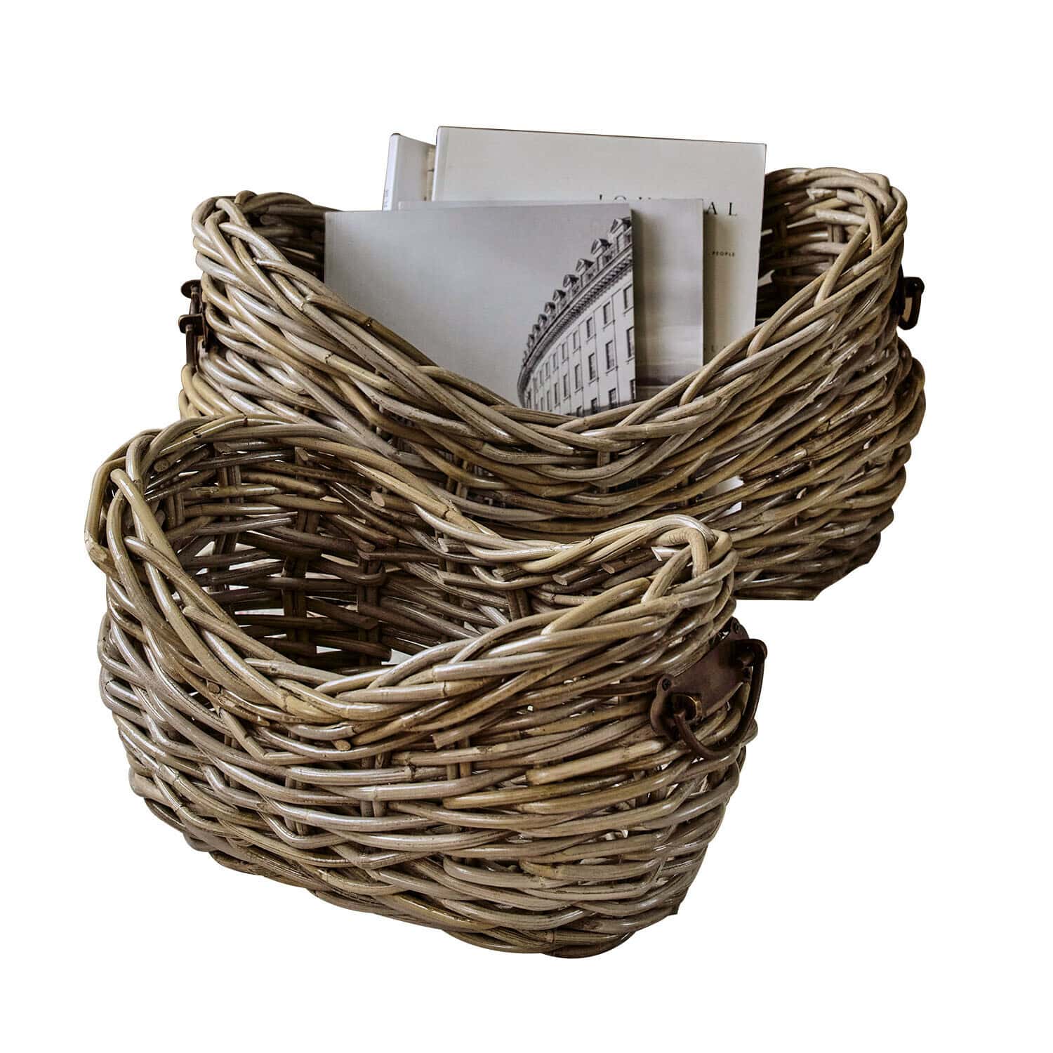 Set di 2 cestini Bellorie Set di due cesti in vimini naturale per conservare libri e oggetti decorativi