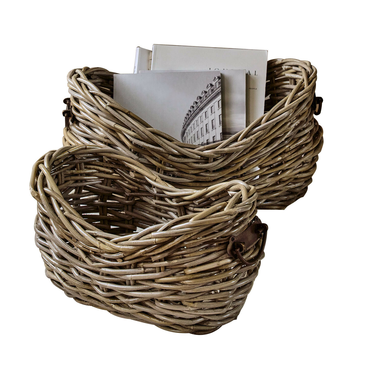 Set di 2 cestini Bellorie Set di due cesti in vimini naturale per conservare libri e oggetti decorativi