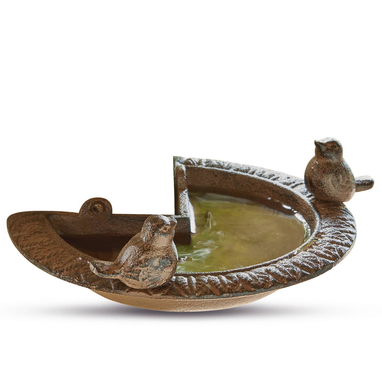 Abbeveratoio per uccellini Laver Ciotola in metallo marrone con due uccellini decorativi, accessorio da giardino