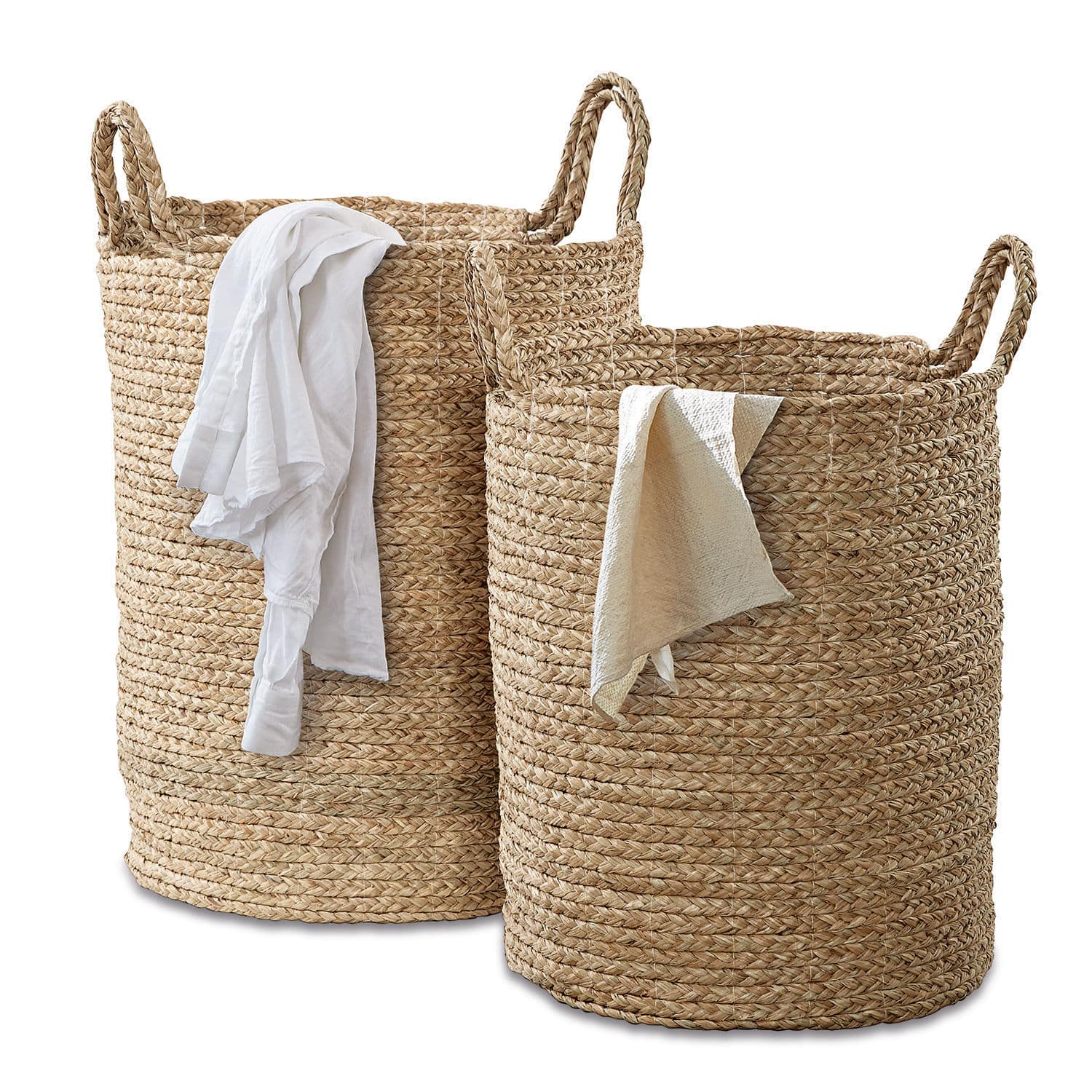 Coppia di cesti portabiancheria Oakdale Set di due grandi cesti in erba marina intrecciata naturale beige per conservazione