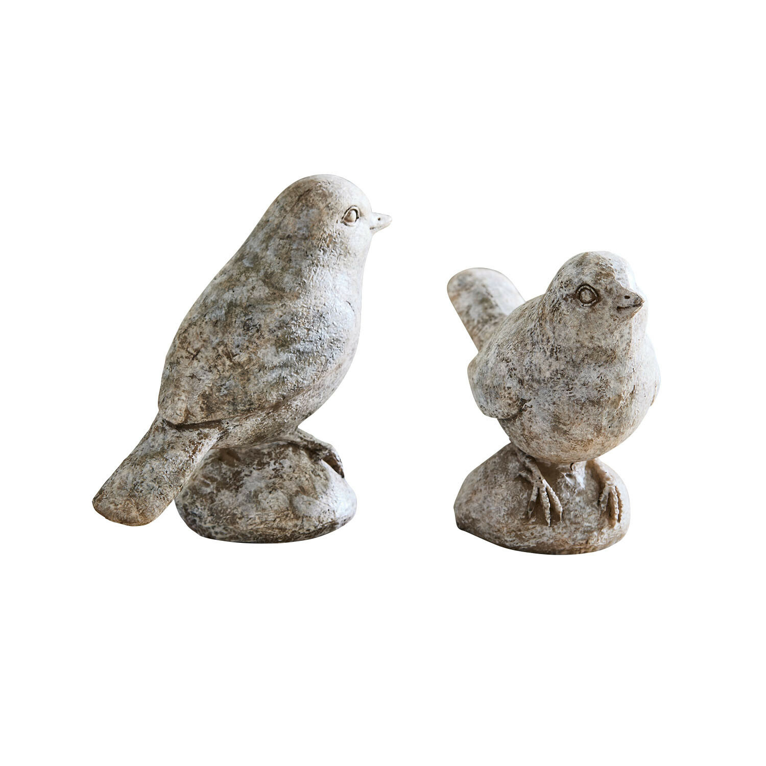 Coppia di uccellini decorativi Corviano Due figure decorative di uccelli in pietra grigia per decorazione d'interni e giardini