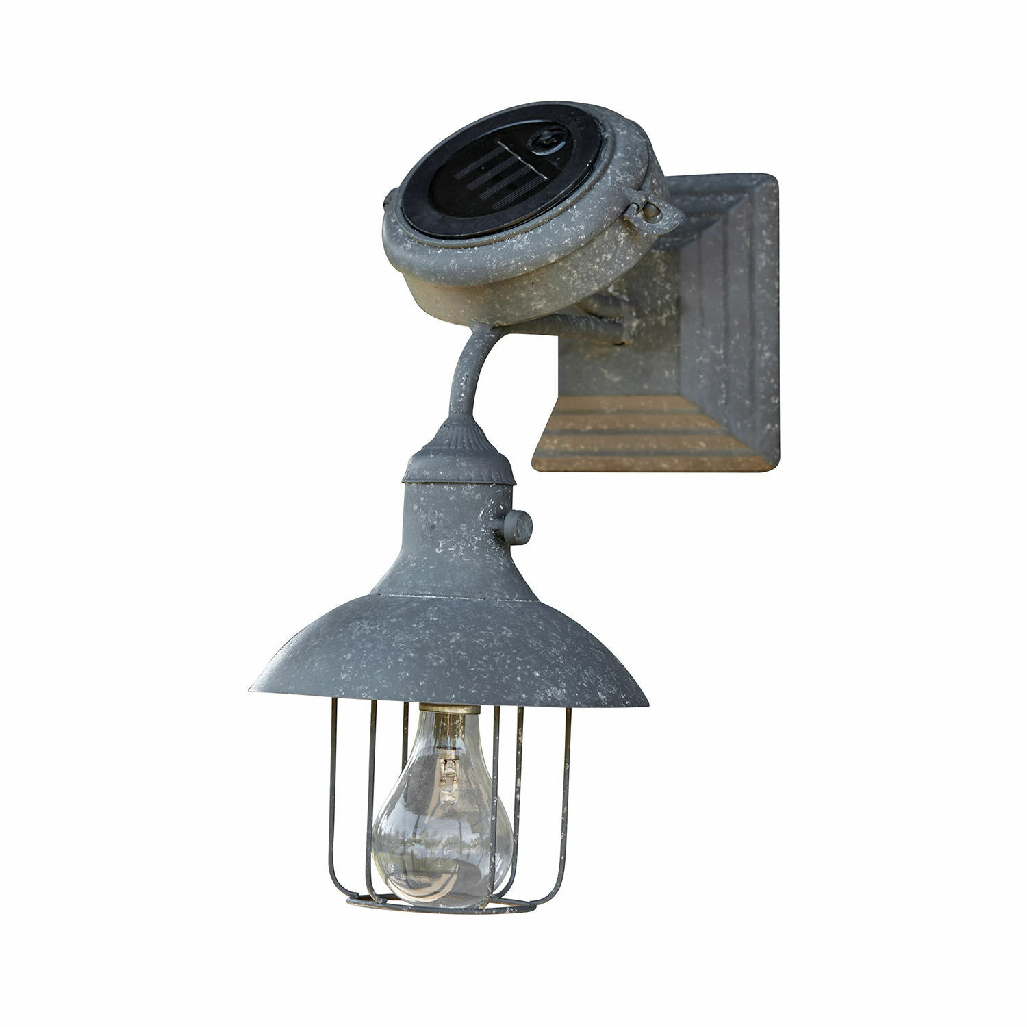 Lanterna solare da parete Anniviers Applique da parete in metallo grigio con paralume e protezione per lampadina, illuminazione esterna