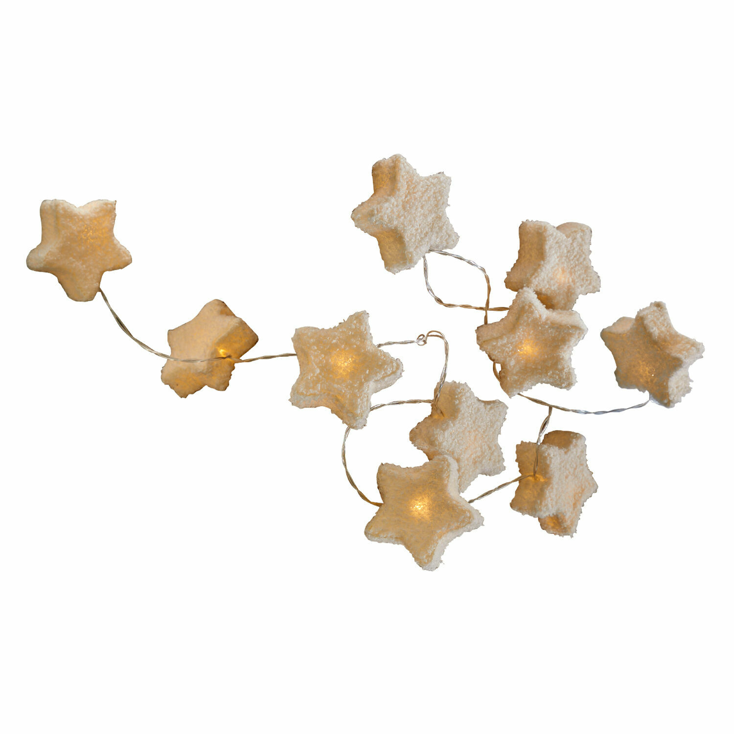 Catena luminosa Starwhisper Catena luminosa decorativa con stelle in materiale bianco morbido e luce LED calda