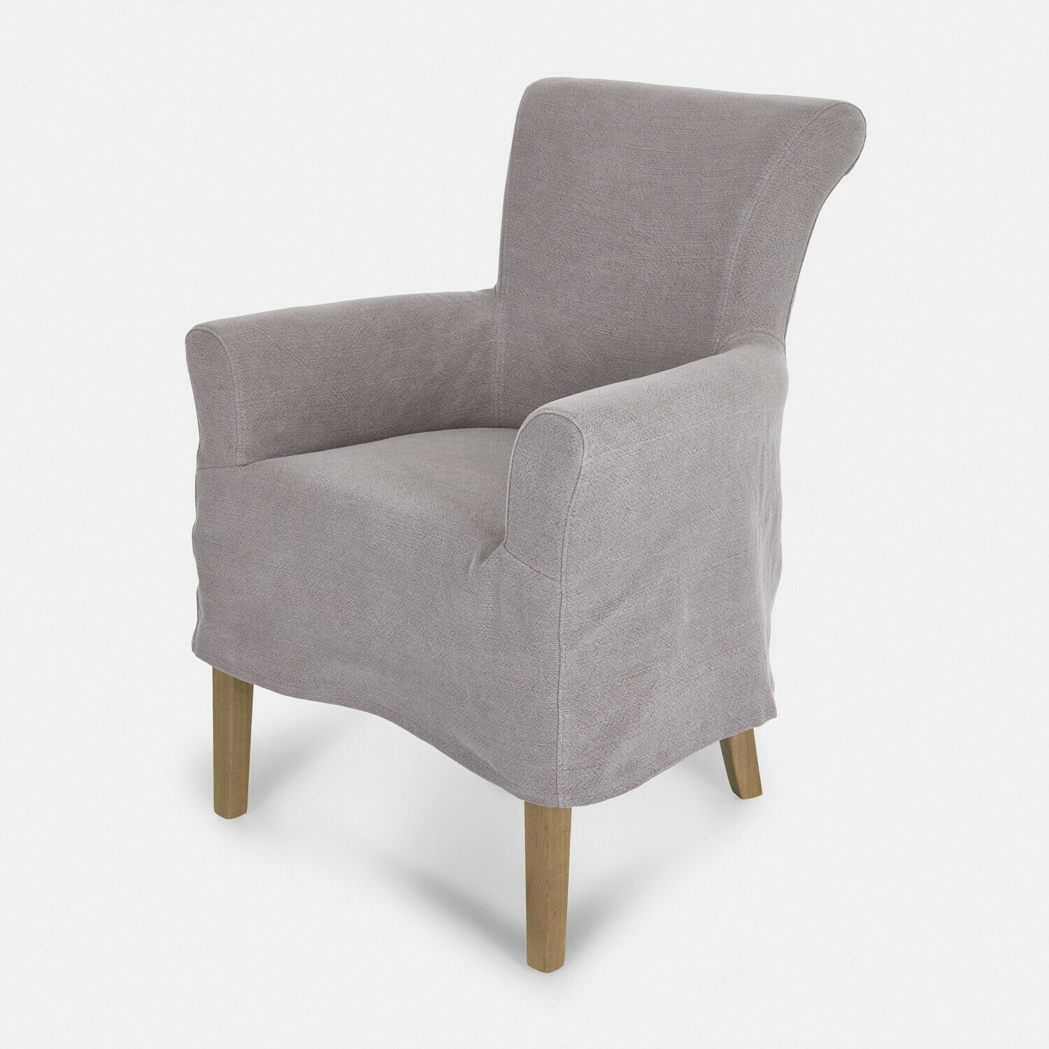 Sedia Amherst Poltrona beige in tessuto con gambe in legno, comodo arredo per soggiorno o studio
