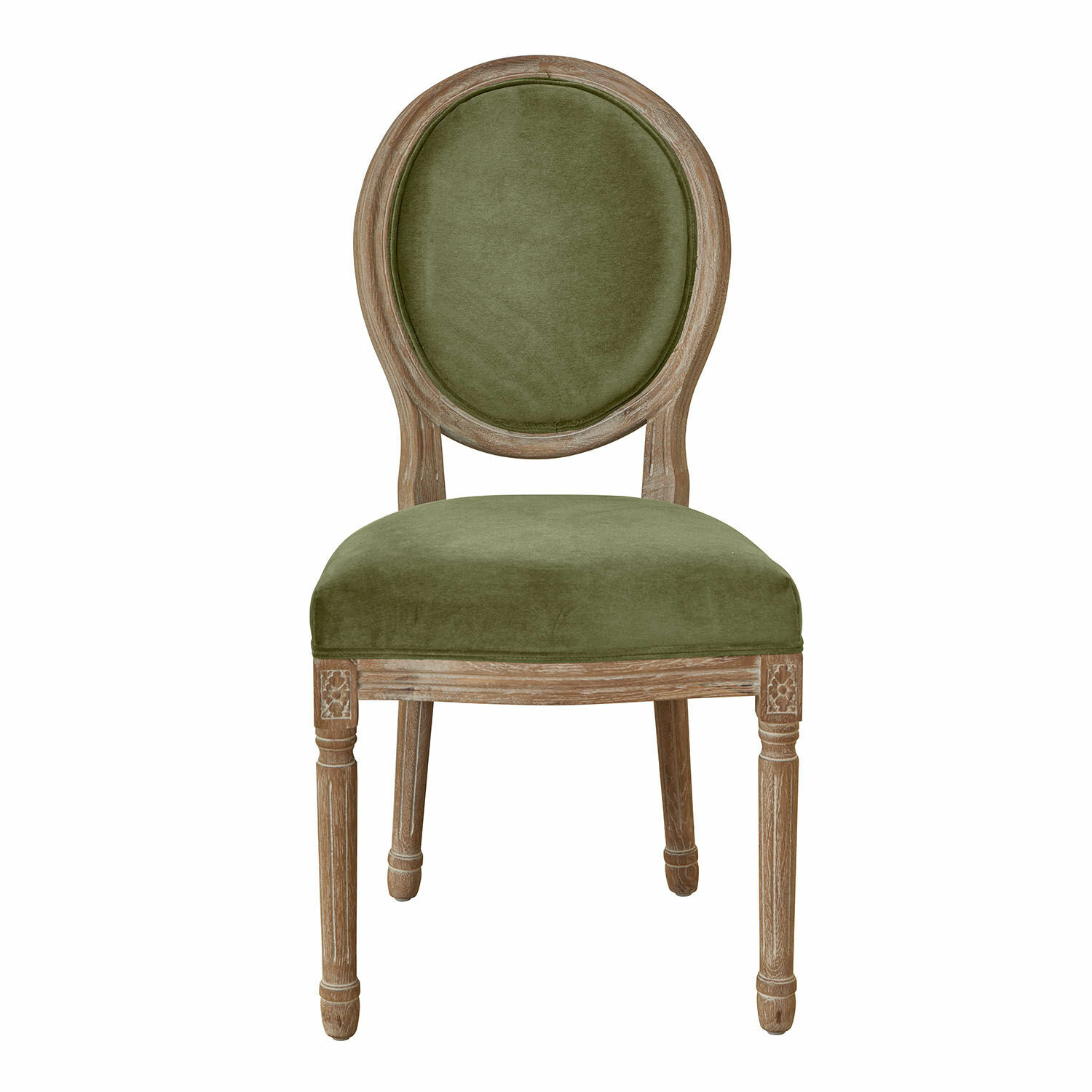 verde Sedia Alviano con rivestimento in velluto verde e struttura in legno stile vintage