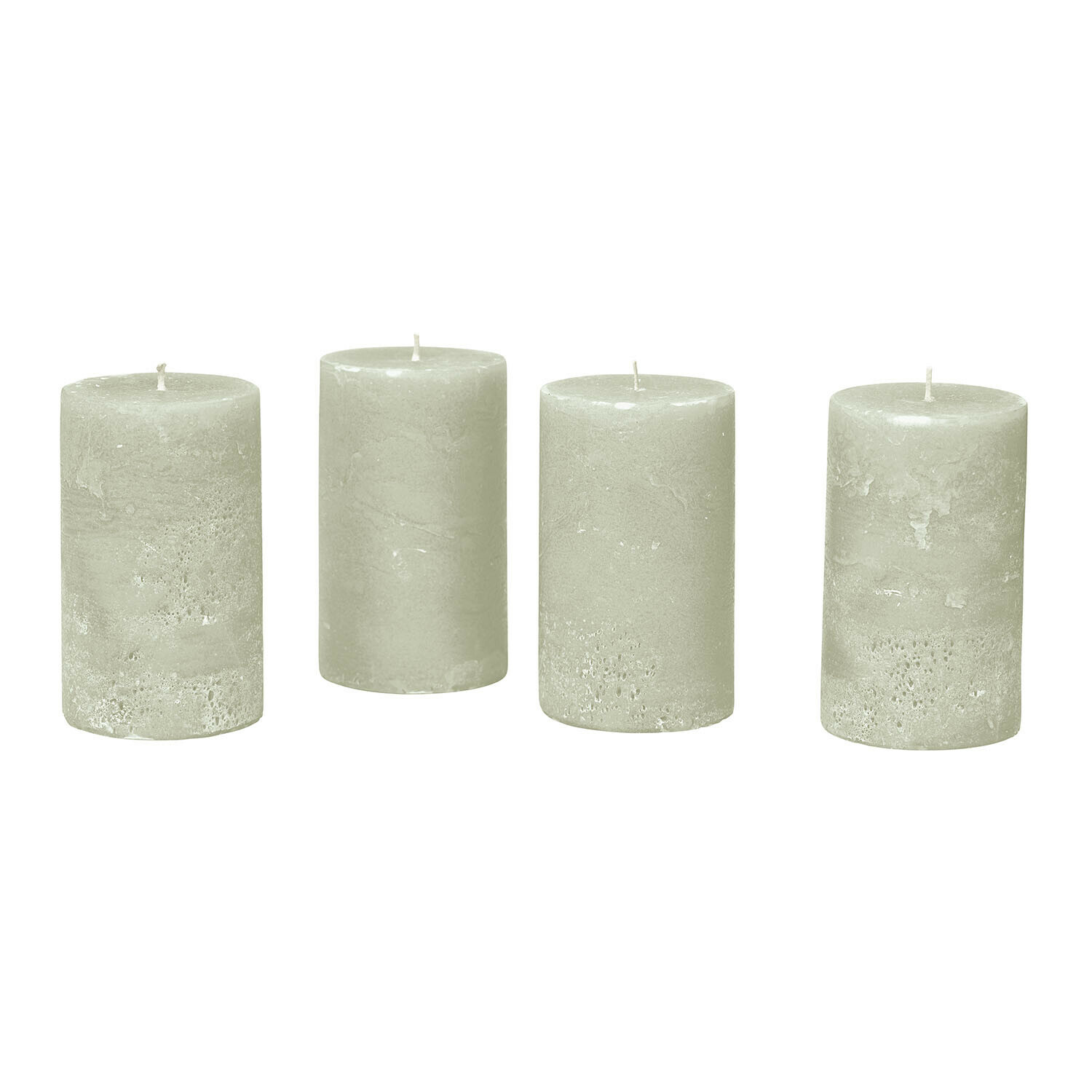 salvia Set di 4 candele Braga color salvia con texture rustica per decorazioni d'interni
