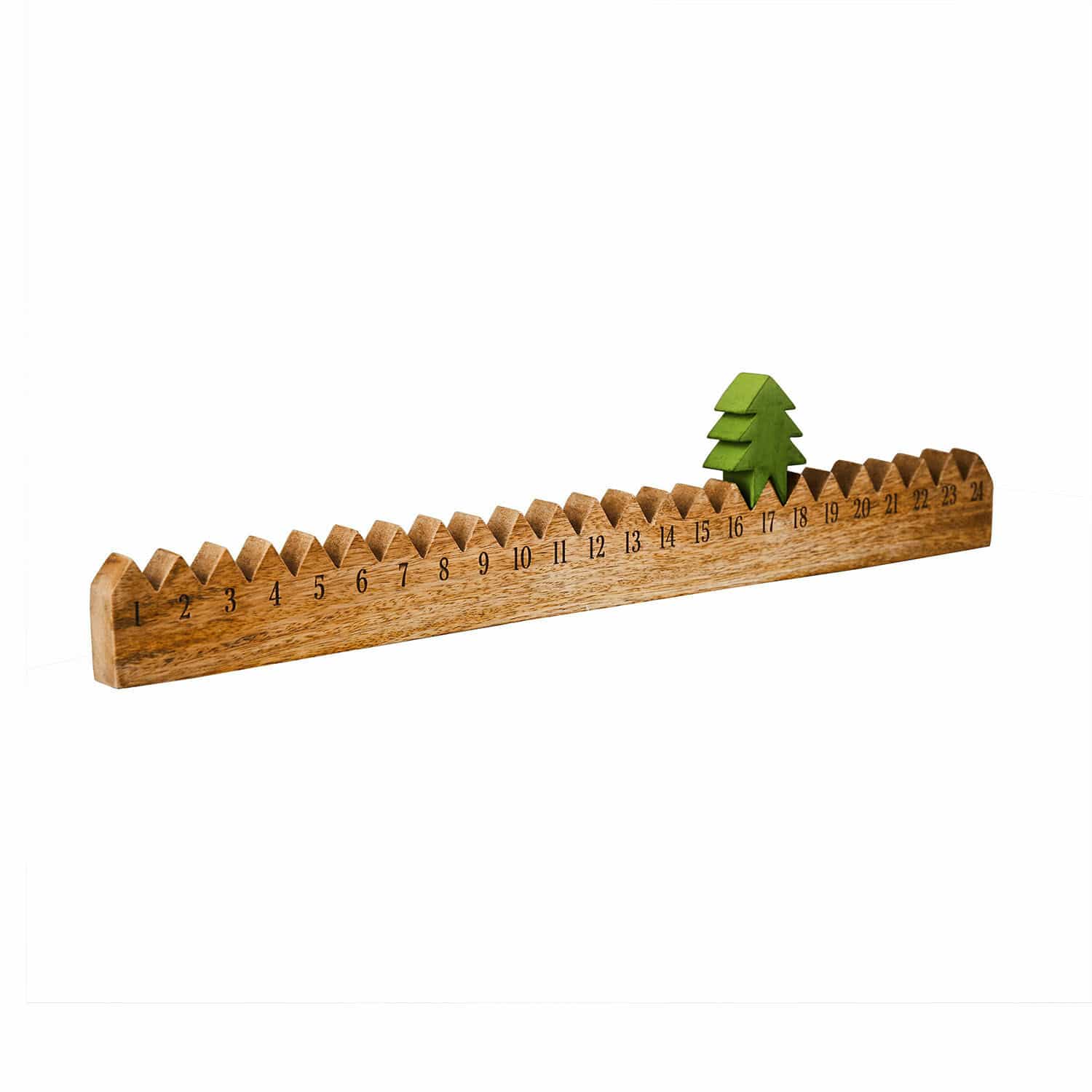 Calendario dell'Avvento Ciloren Calendario dell'Avvento in legno con figura di albero verde e numeri da 1 a 24, decorazione natalizia