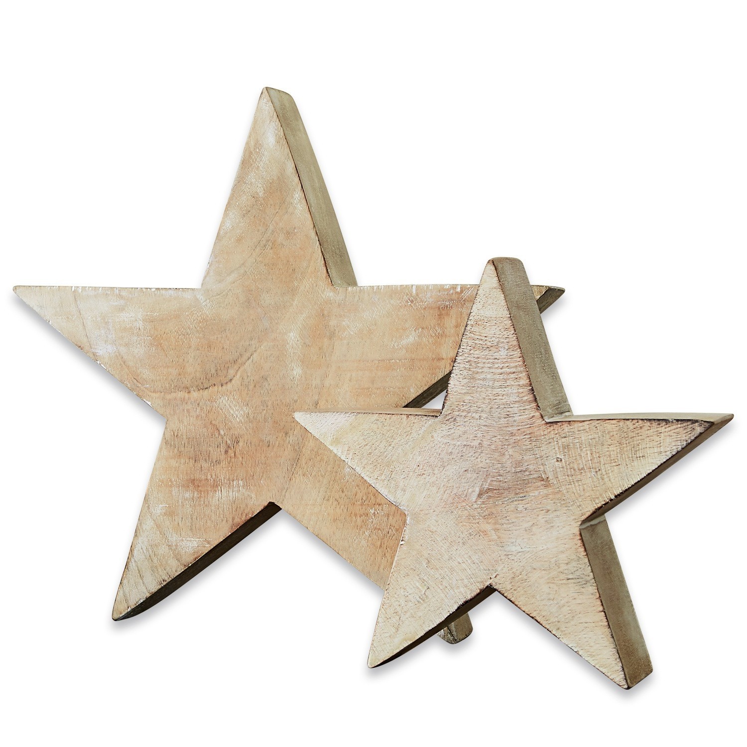 Coppia di stelle Dunino Stelle decorative in legno color beige naturale per arredamento interno e decorazioni natalizie