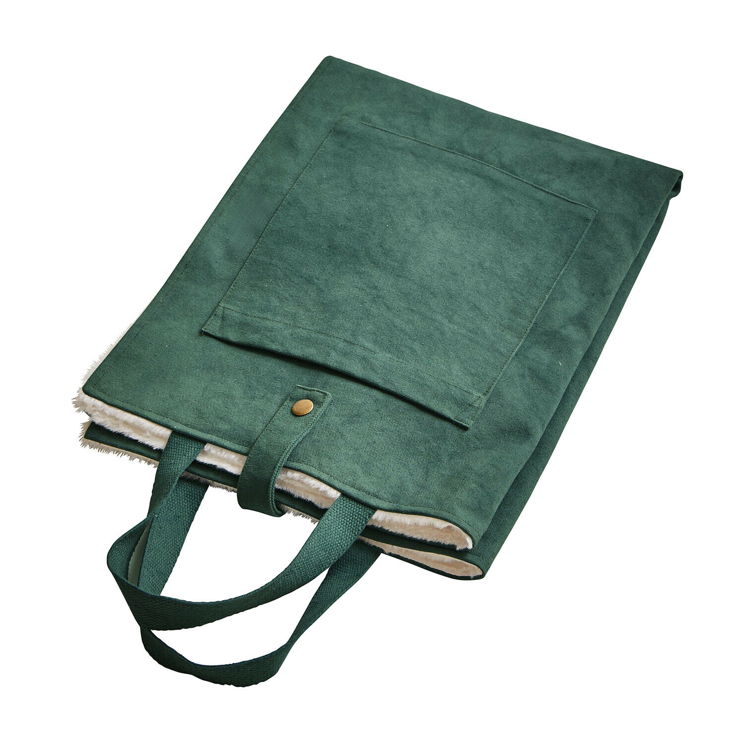 Tappetino per animali Felliro Borsa verde in tessuto con manici e interno morbido bianco, borsa pratica per la spesa